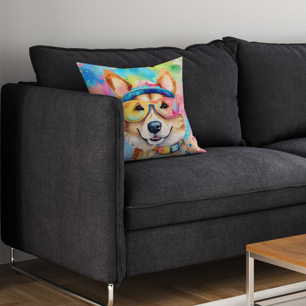 Corgi Hippie Dawg Throw Pillow