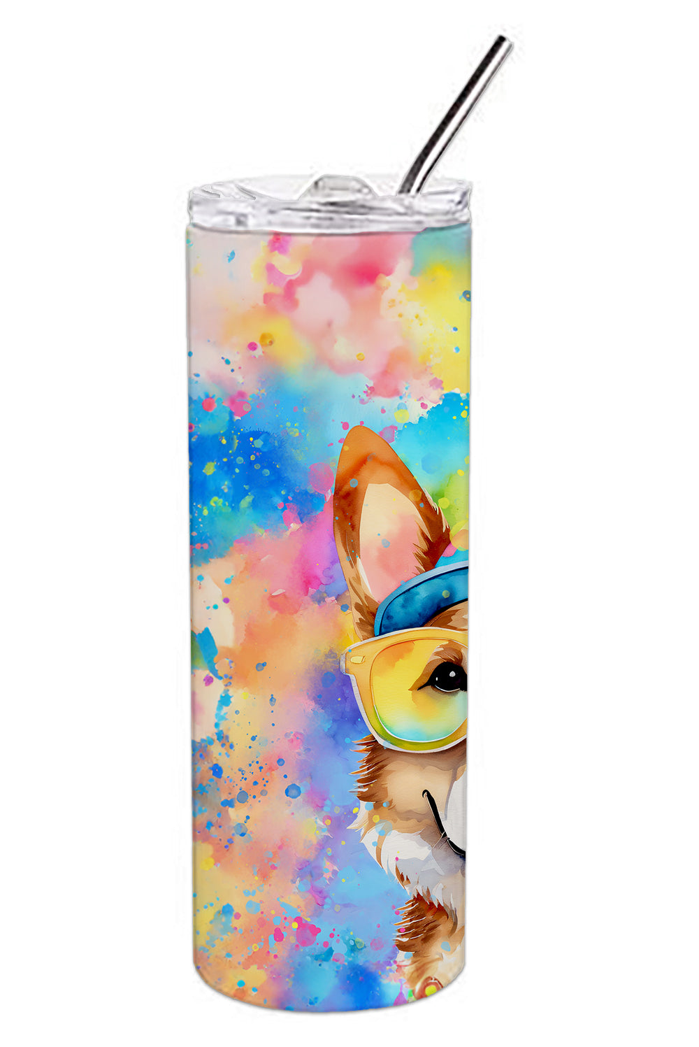 Corgi Hippie Dawg Stainless Steel Skinny Tumbler