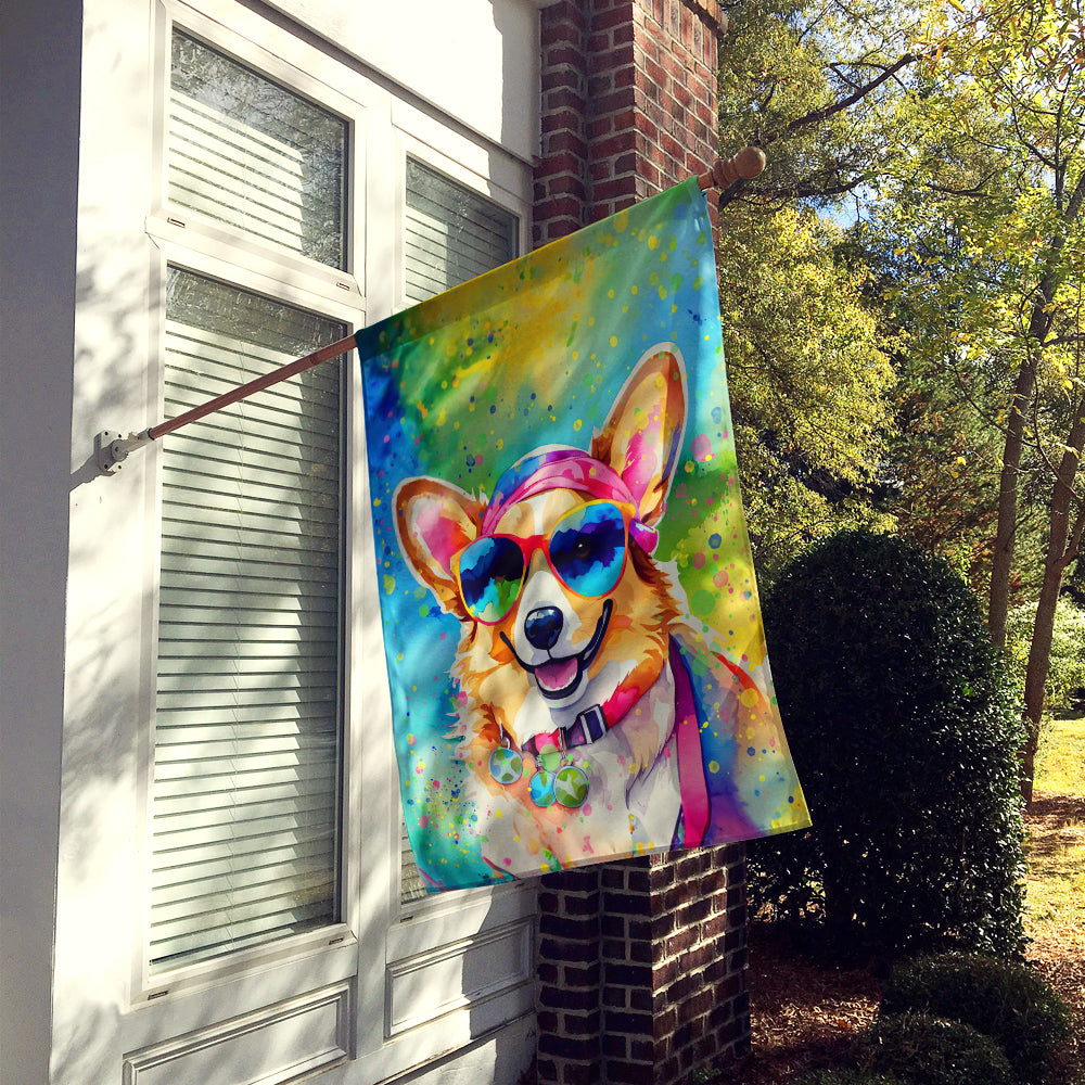 Corgi Hippie Dawg House Flag