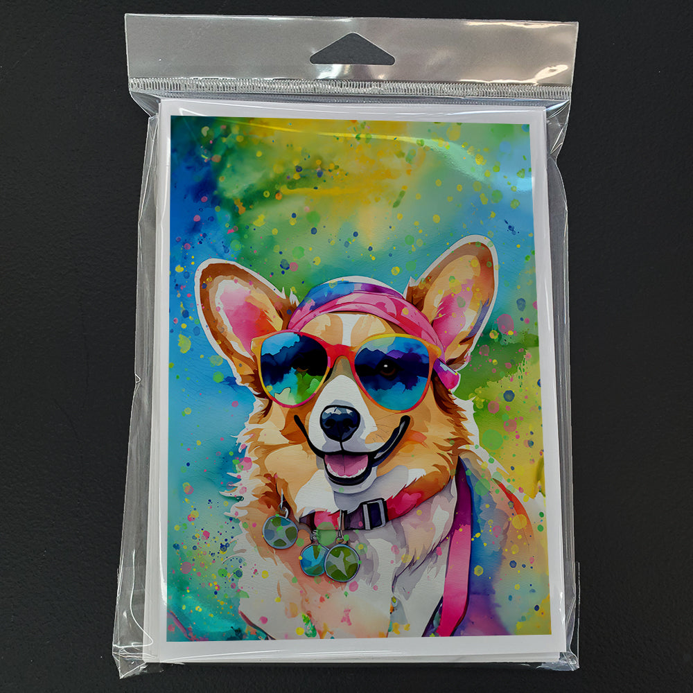 Corgi Hippie Dawg Greeting Cards Pack of 8