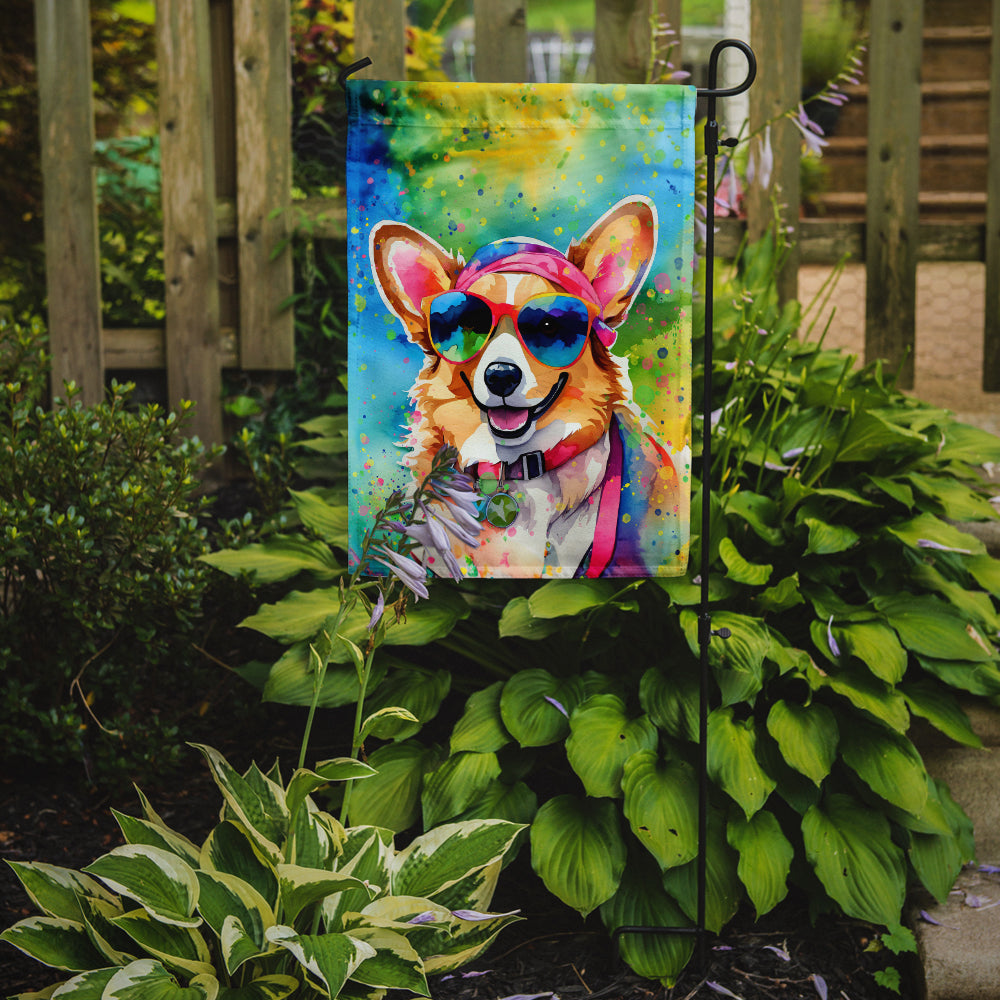 Corgi Hippie Dawg Garden Flag