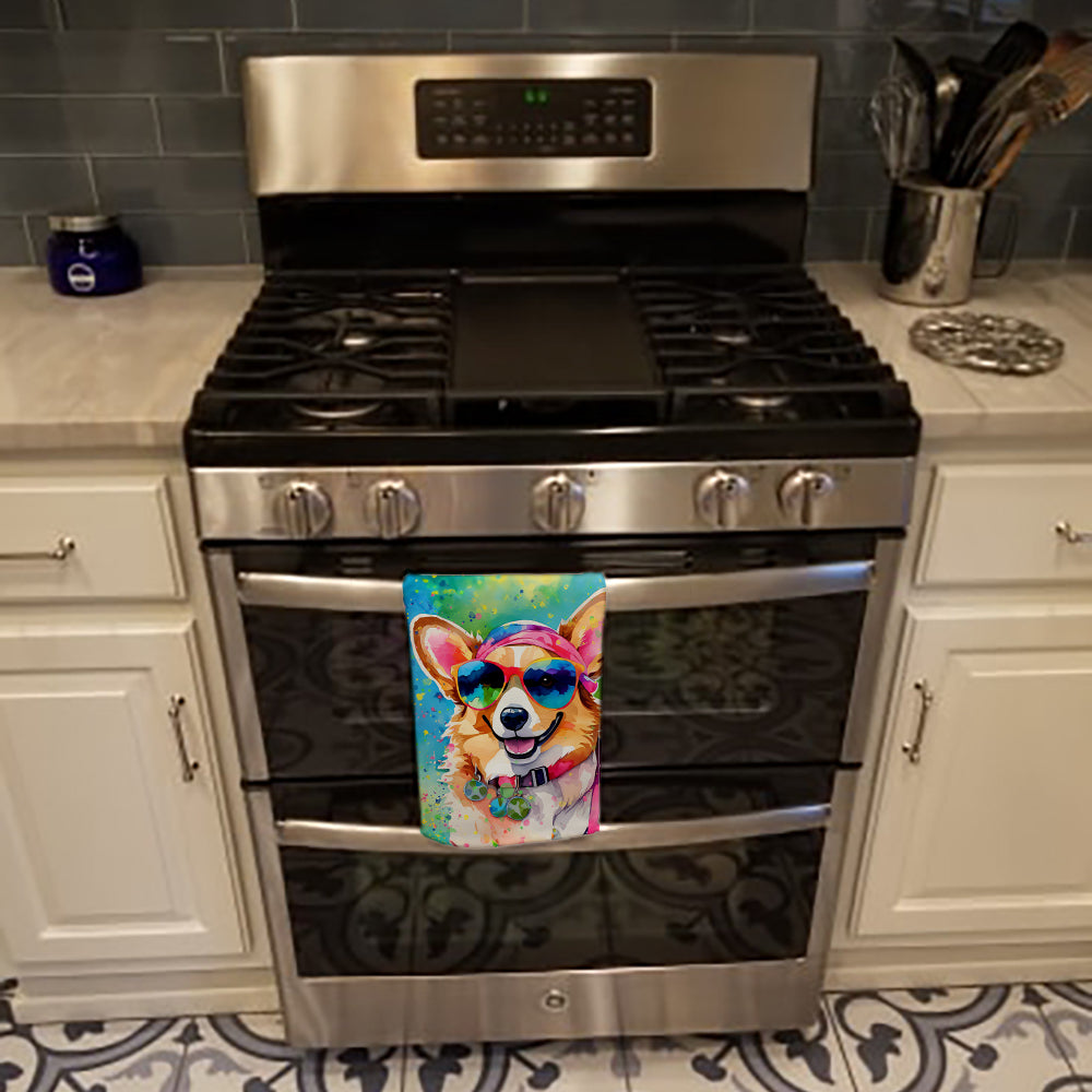 Corgi Hippie Dawg Kitchen Towel