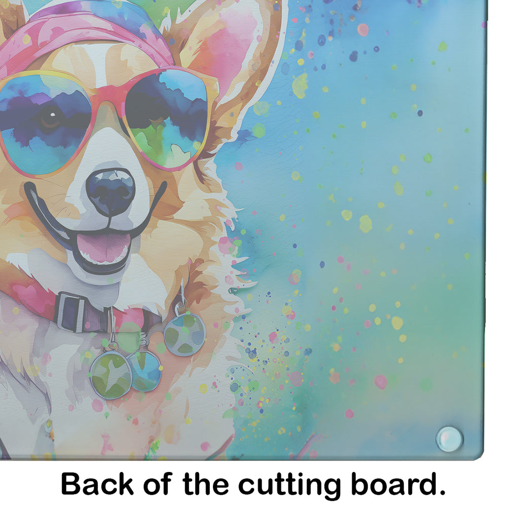 Corgi Hippie Dawg Glass Cutting Board