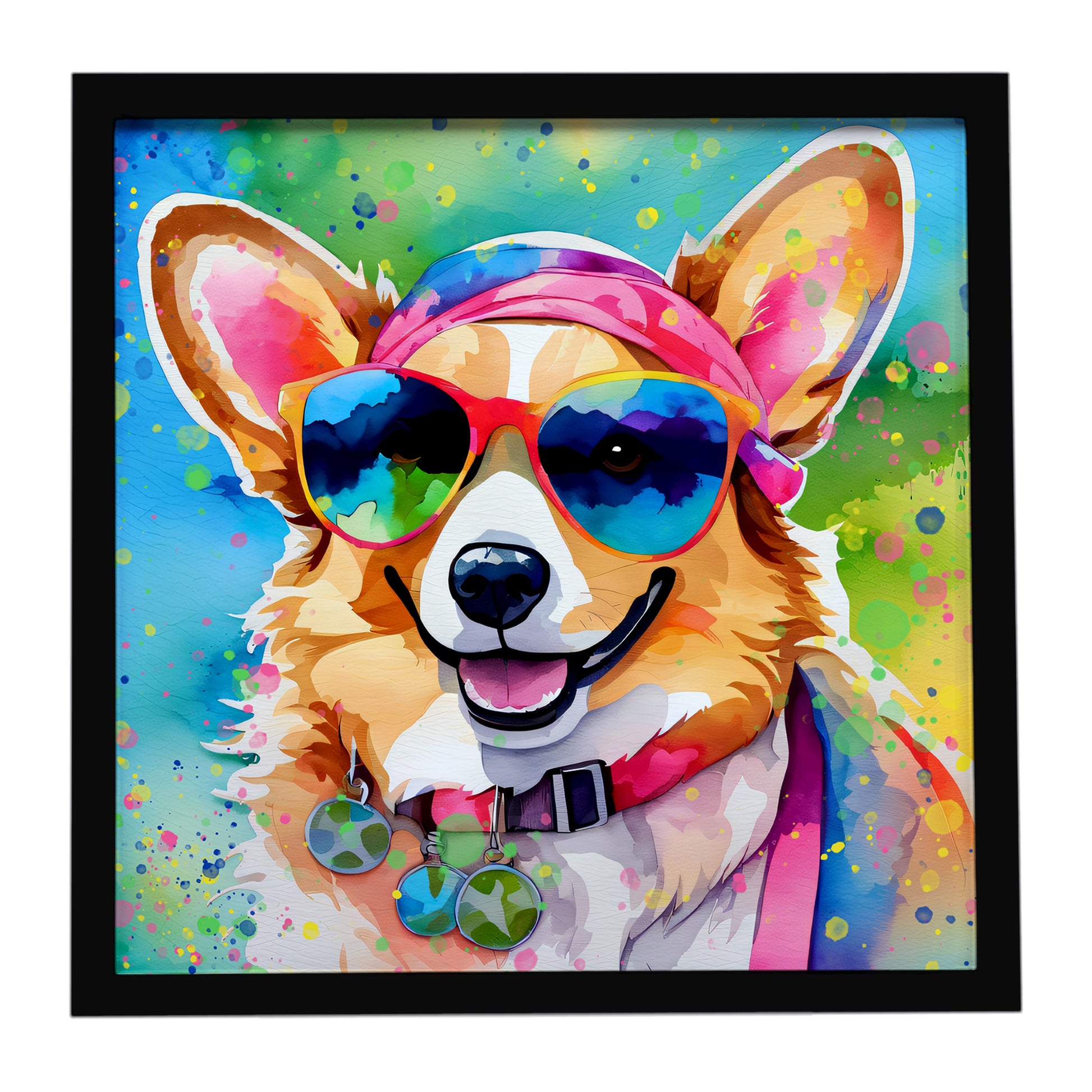 Buy this Corgi Hippie Dawg Framed Metal Print
