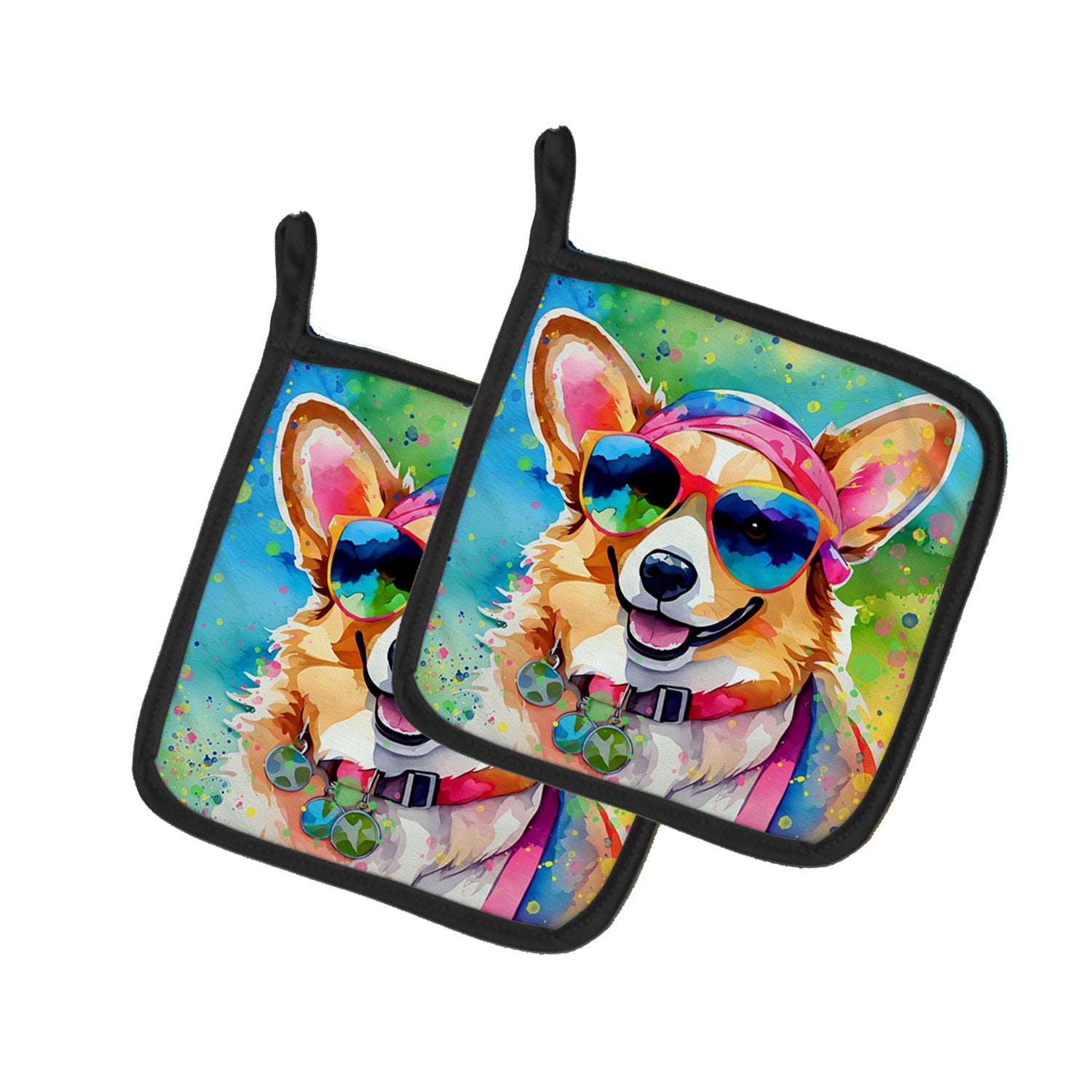 Buy this Corgi Hippie Dawg Pair of Pot Holders