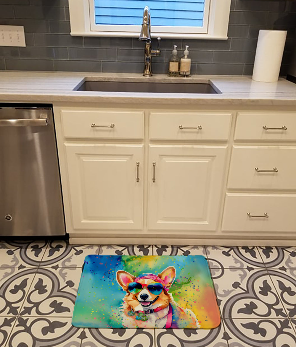 Corgi Hippie Dawg Memory Foam Kitchen Mat