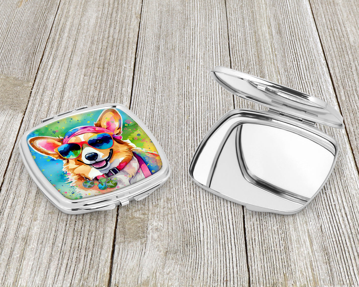 Corgi Hippie Dawg Compact Mirror