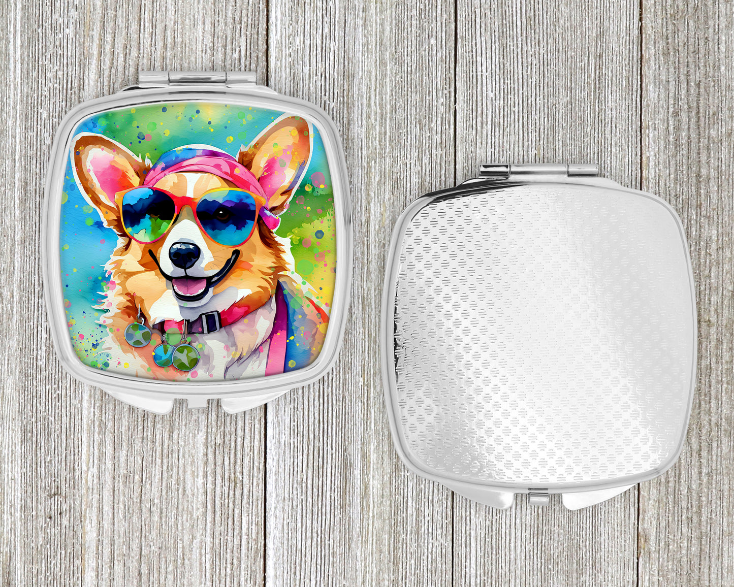 Corgi Hippie Dawg Compact Mirror