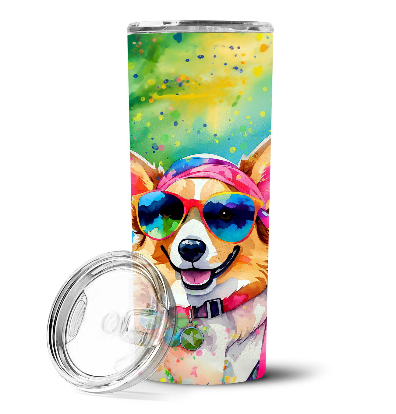 Buy this Corgi Hippie Dawg Stainless Steel Skinny Tumbler