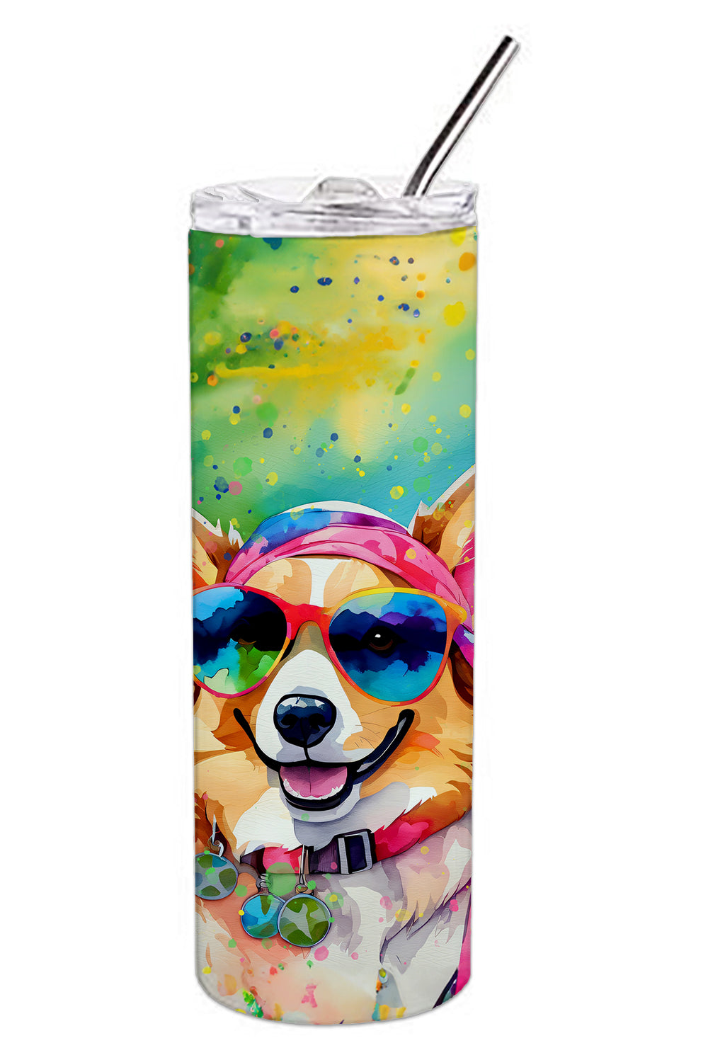 Corgi Hippie Dawg Stainless Steel Skinny Tumbler