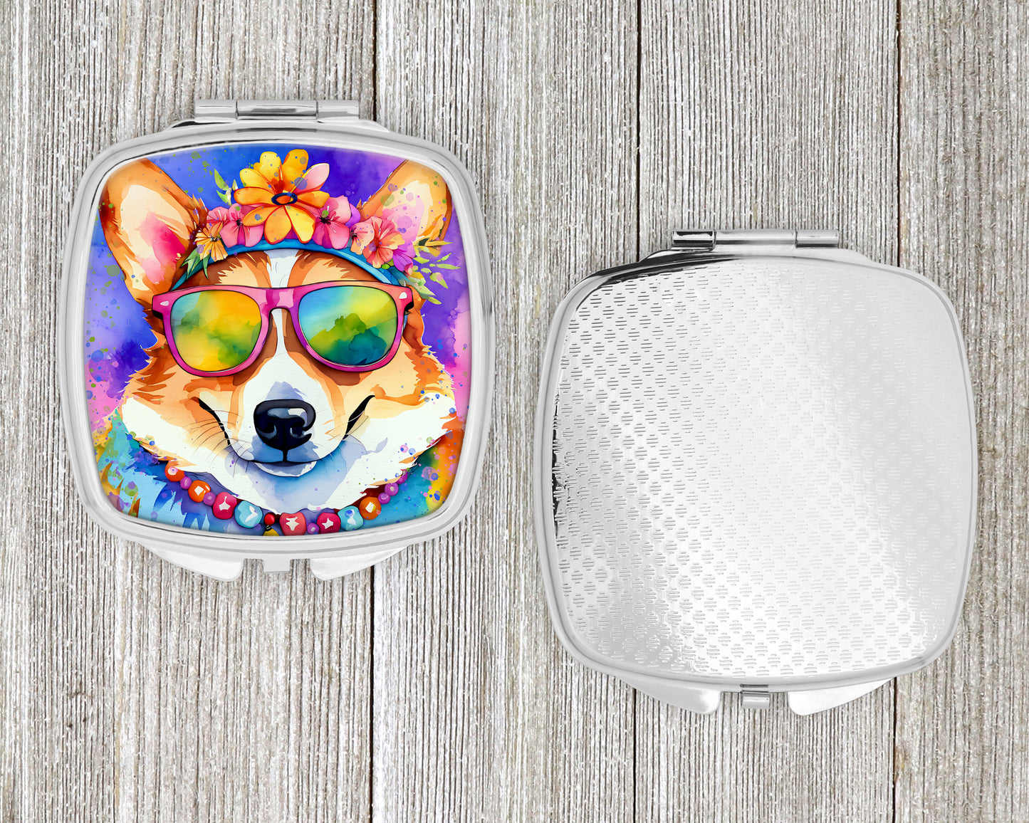 Corgi Hippie Dawg Compact Mirror