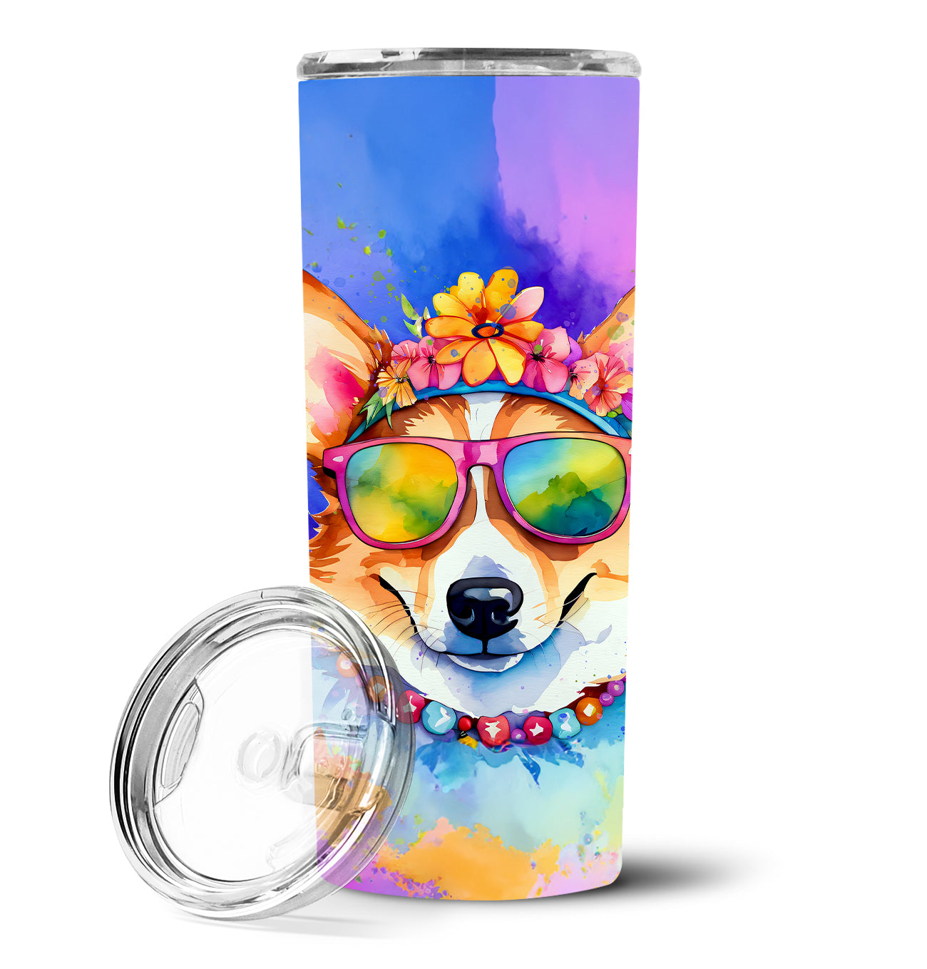 Buy this Corgi Hippie Dawg Stainless Steel Skinny Tumbler