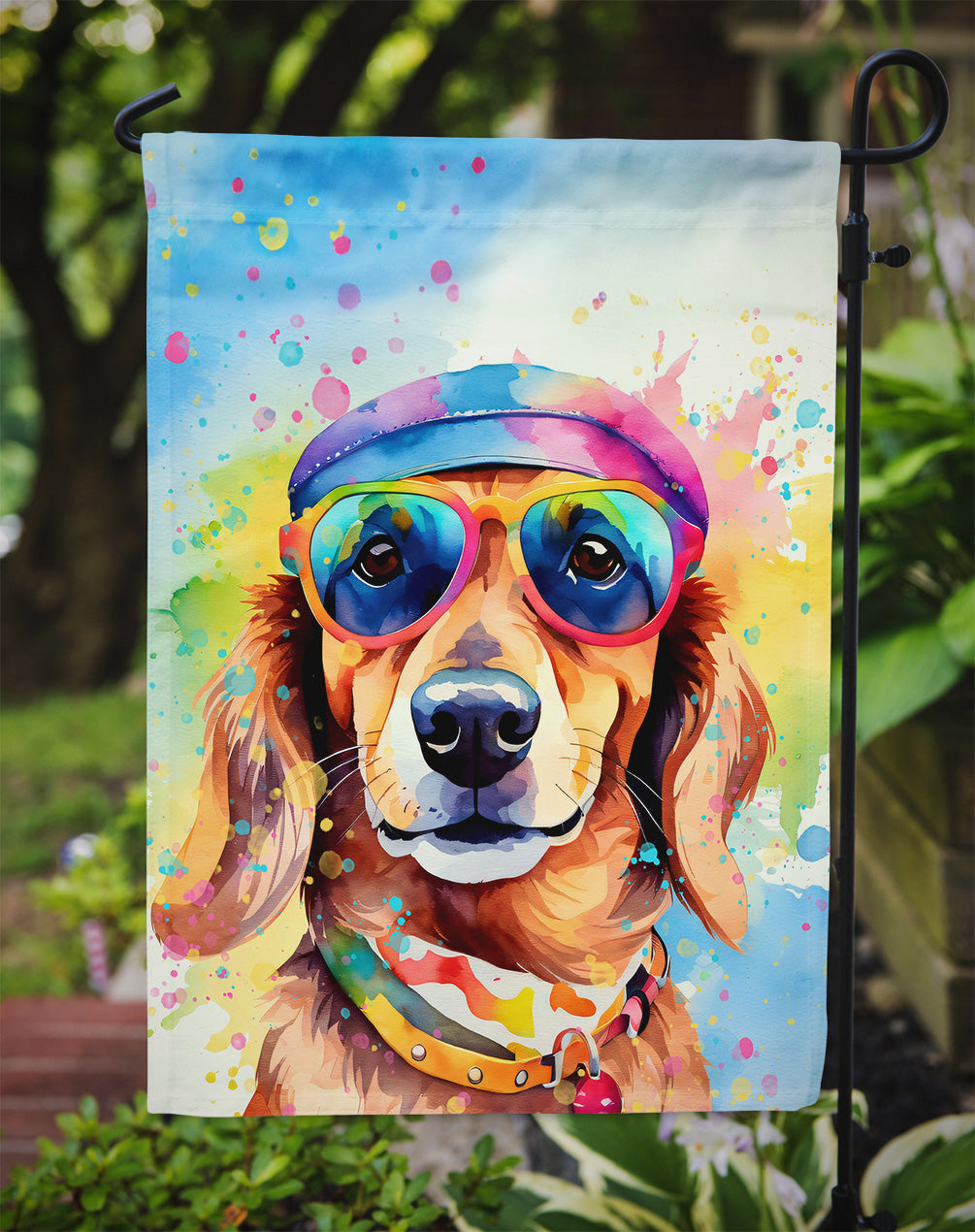 Dachshund Hippie Dawg Garden Flag