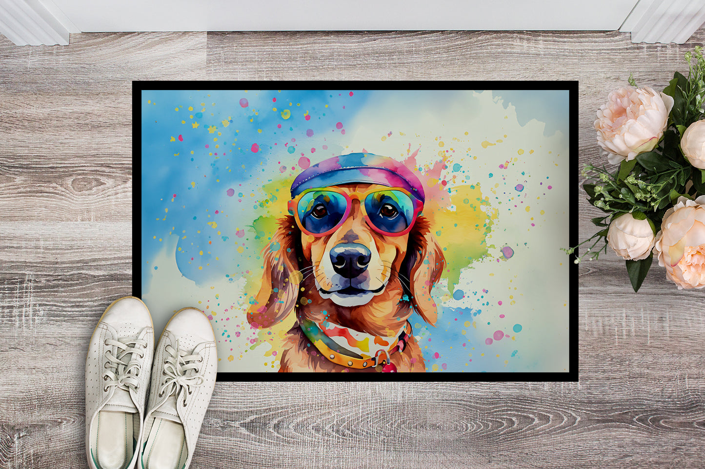 Dachshund Hippie Dawg Doormat