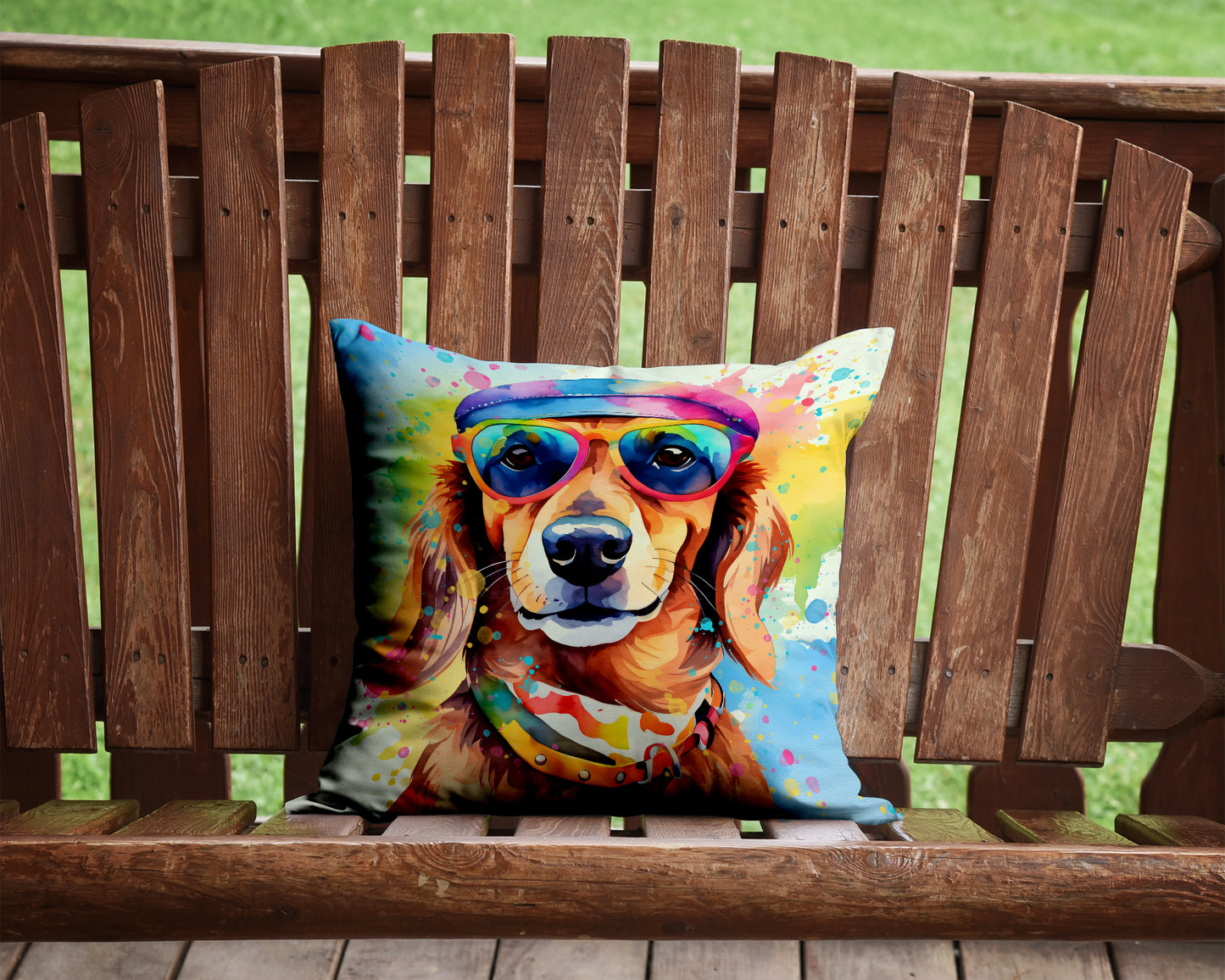 Dachshund Hippie Dawg Throw Pillow