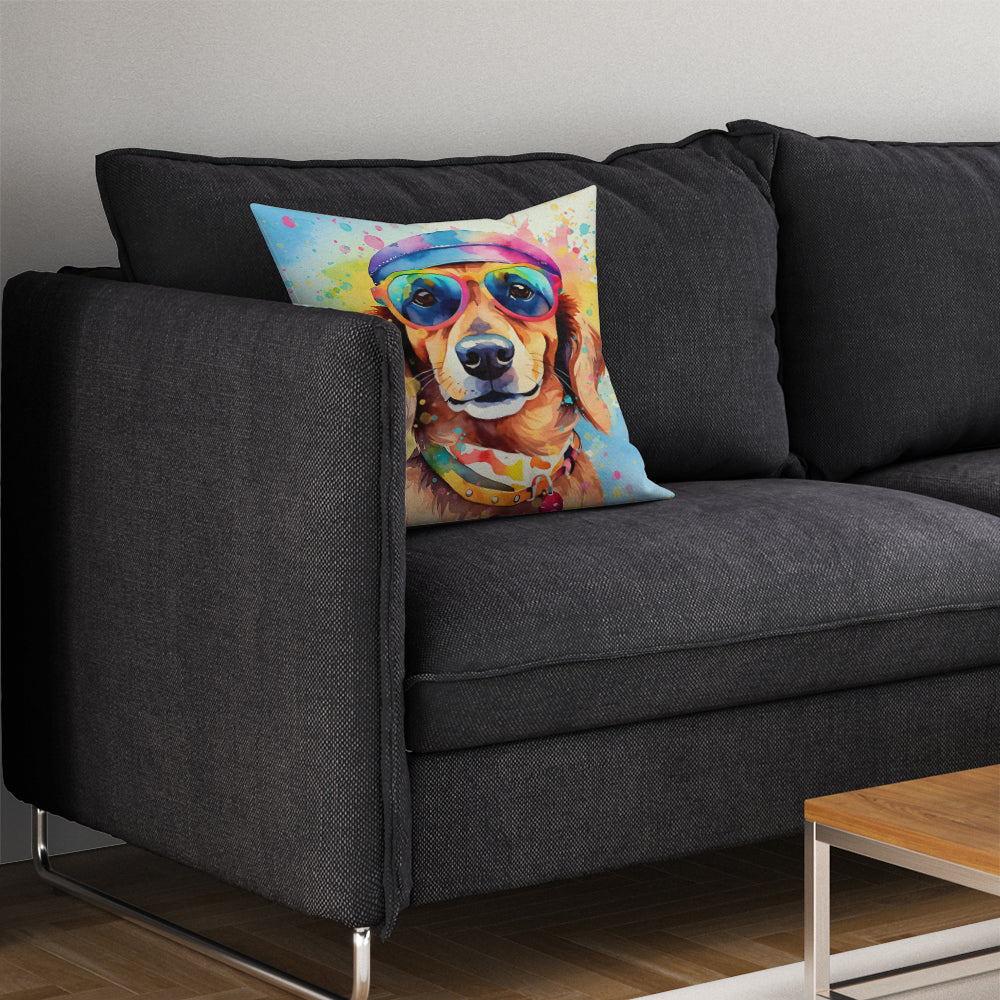 Dachshund Hippie Dawg Throw Pillow