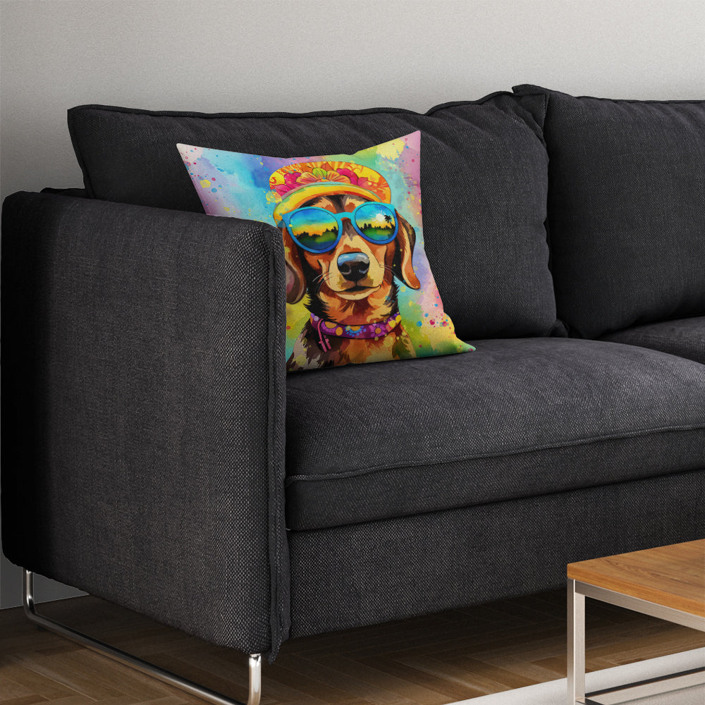 Dachshund Hippie Dawg Throw Pillow