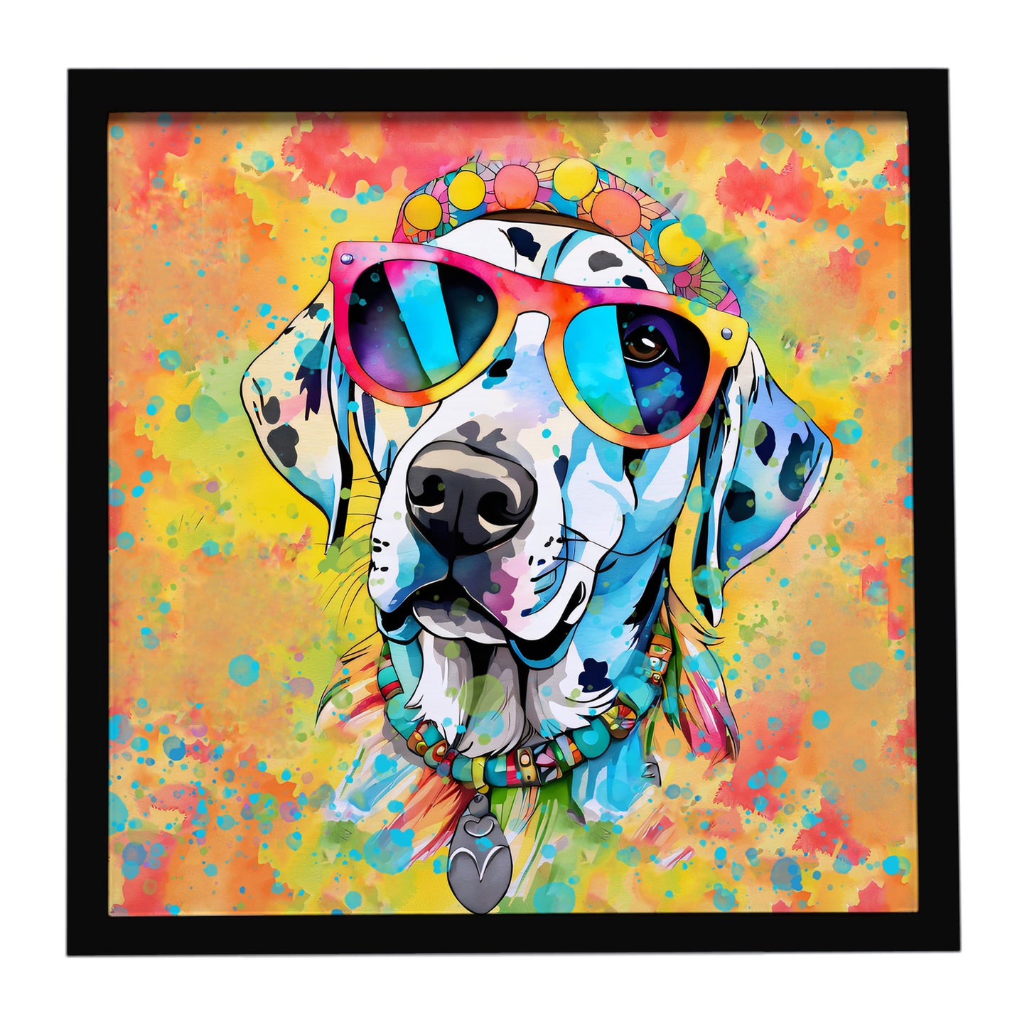 Buy this Dalmatian Hippie Dawg Framed Metal Print