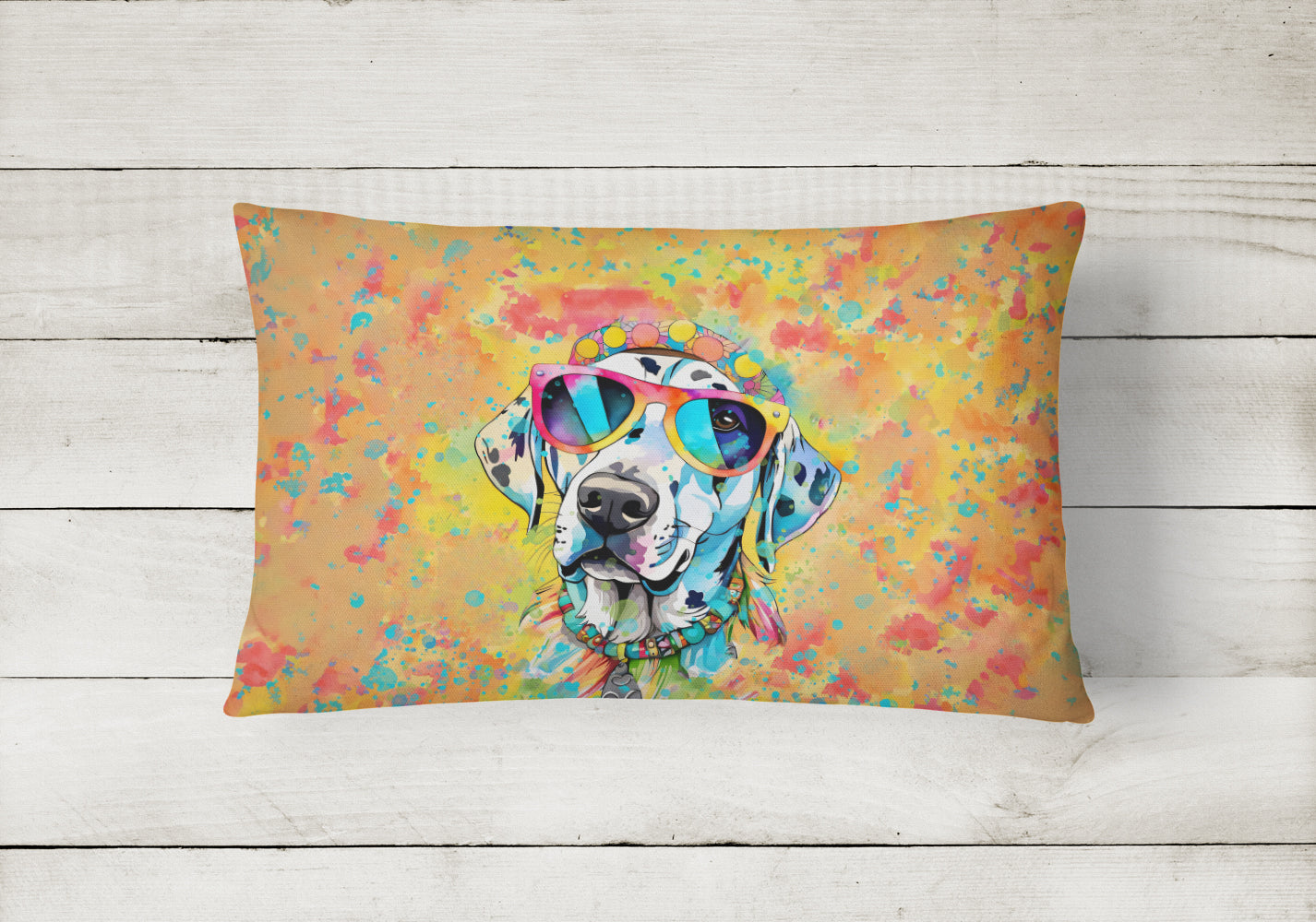 Dalmatian Hippie Dawg Throw Pillow