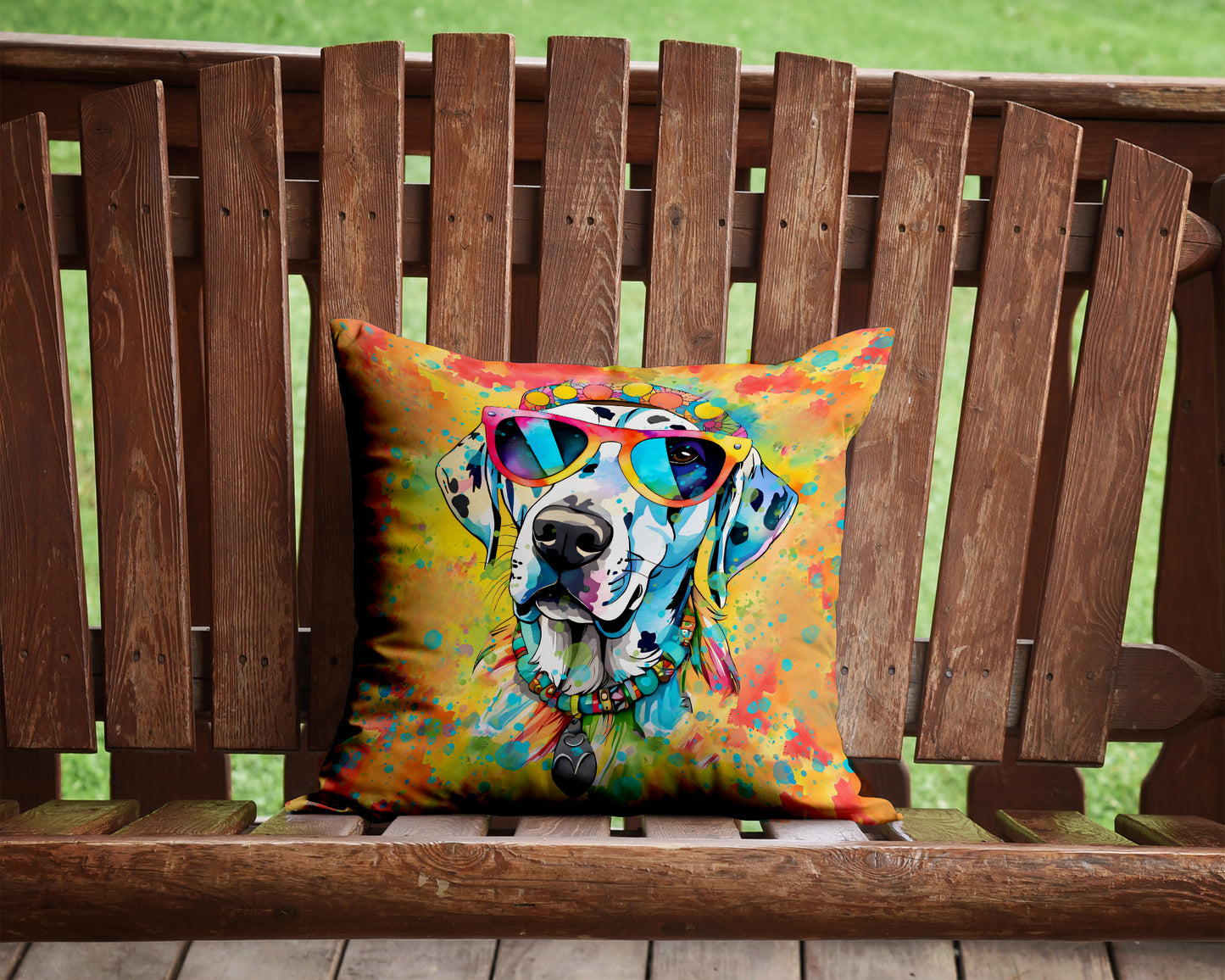 Dalmatian Hippie Dawg Throw Pillow