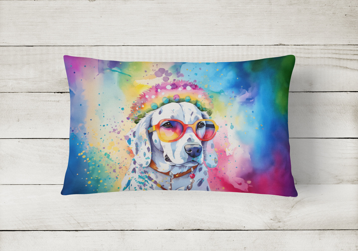 Dalmatian Hippie Dawg Throw Pillow