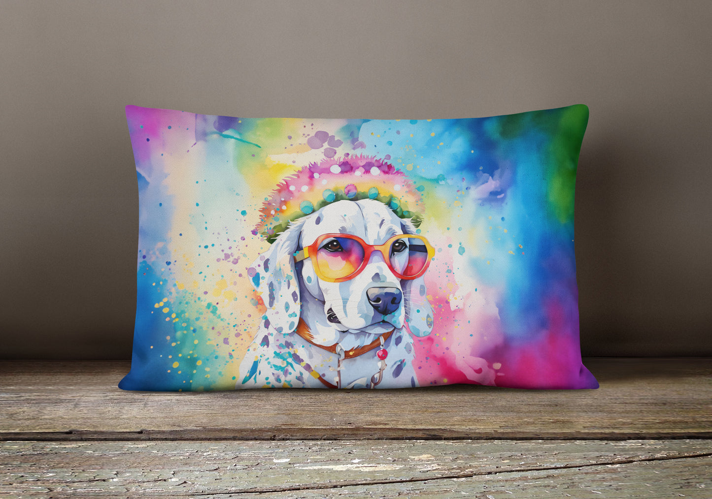 Dalmatian Hippie Dawg Throw Pillow