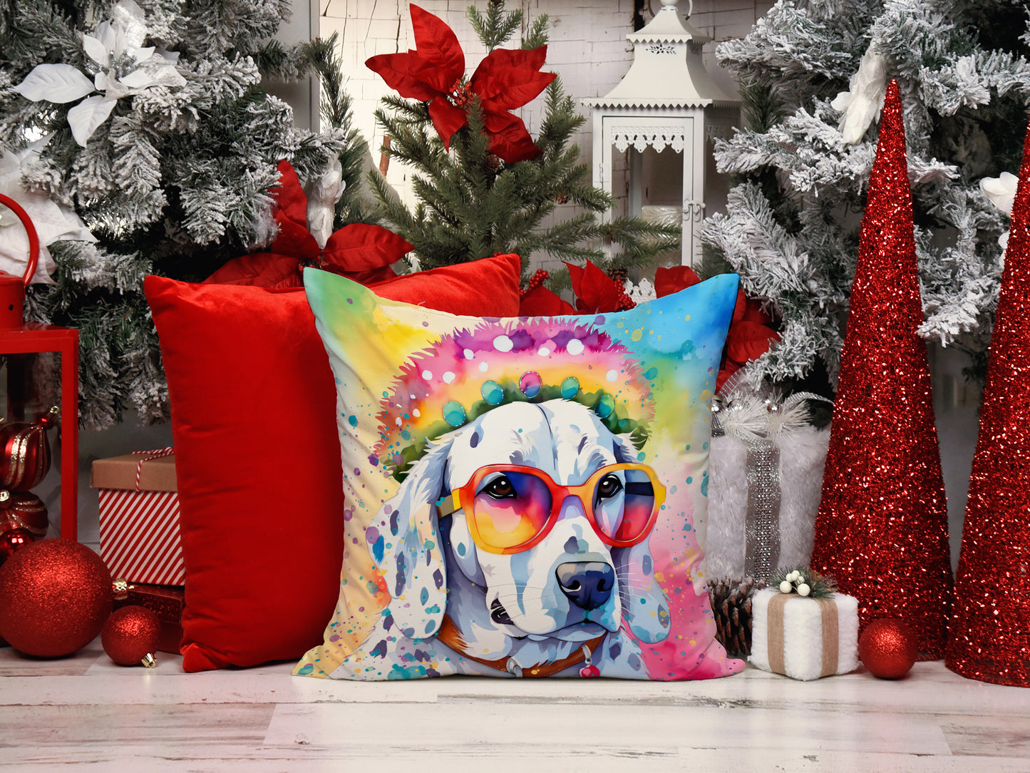 Dalmatian Hippie Dawg Throw Pillow