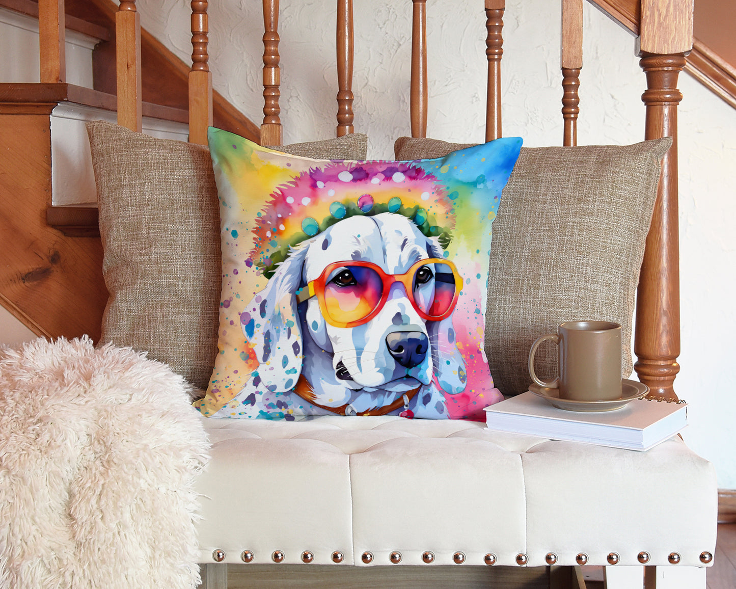 Dalmatian Hippie Dawg Throw Pillow