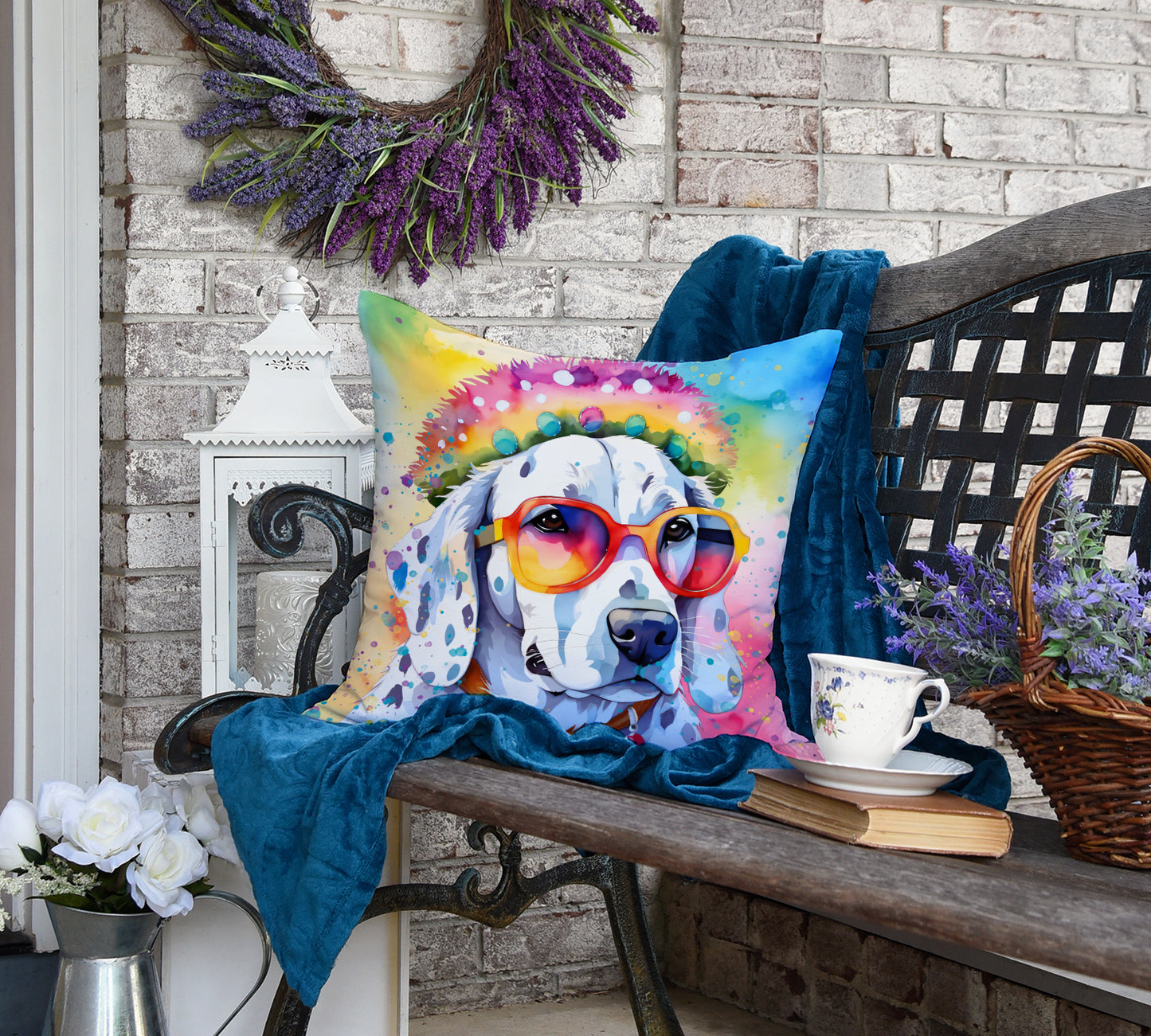 Dalmatian Hippie Dawg Throw Pillow