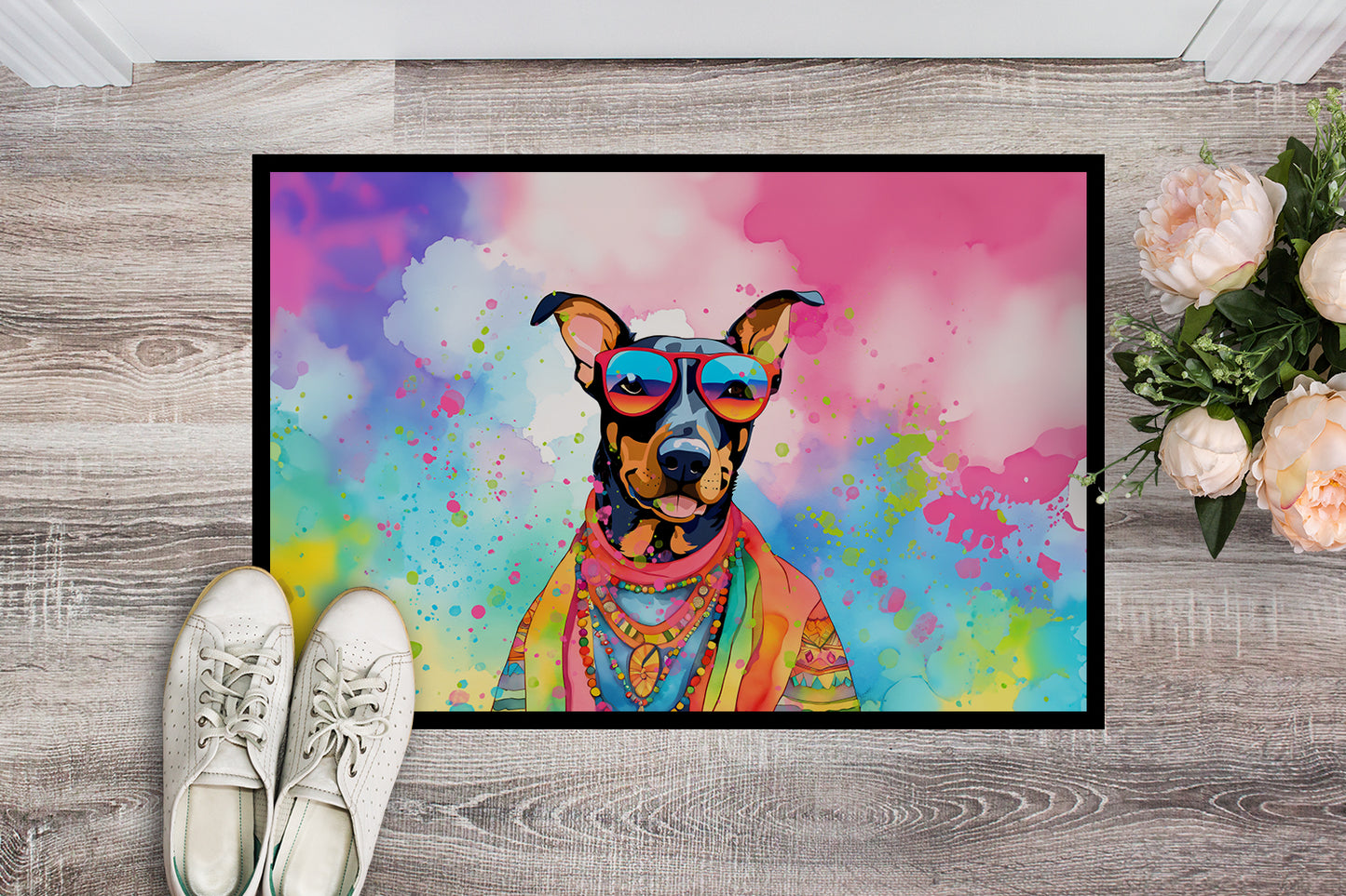 Doberman Pinscher Hippie Dawg Doormat