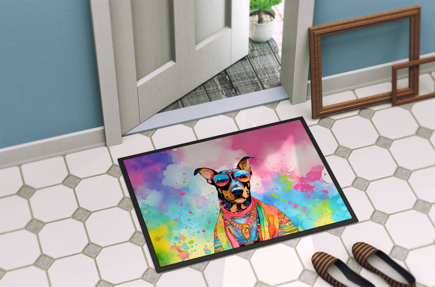 Doberman Pinscher Hippie Dawg Doormat