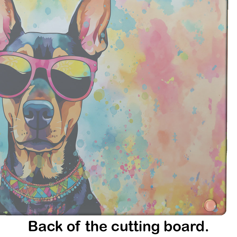 Doberman Pinscher Hippie Dawg Glass Cutting Board