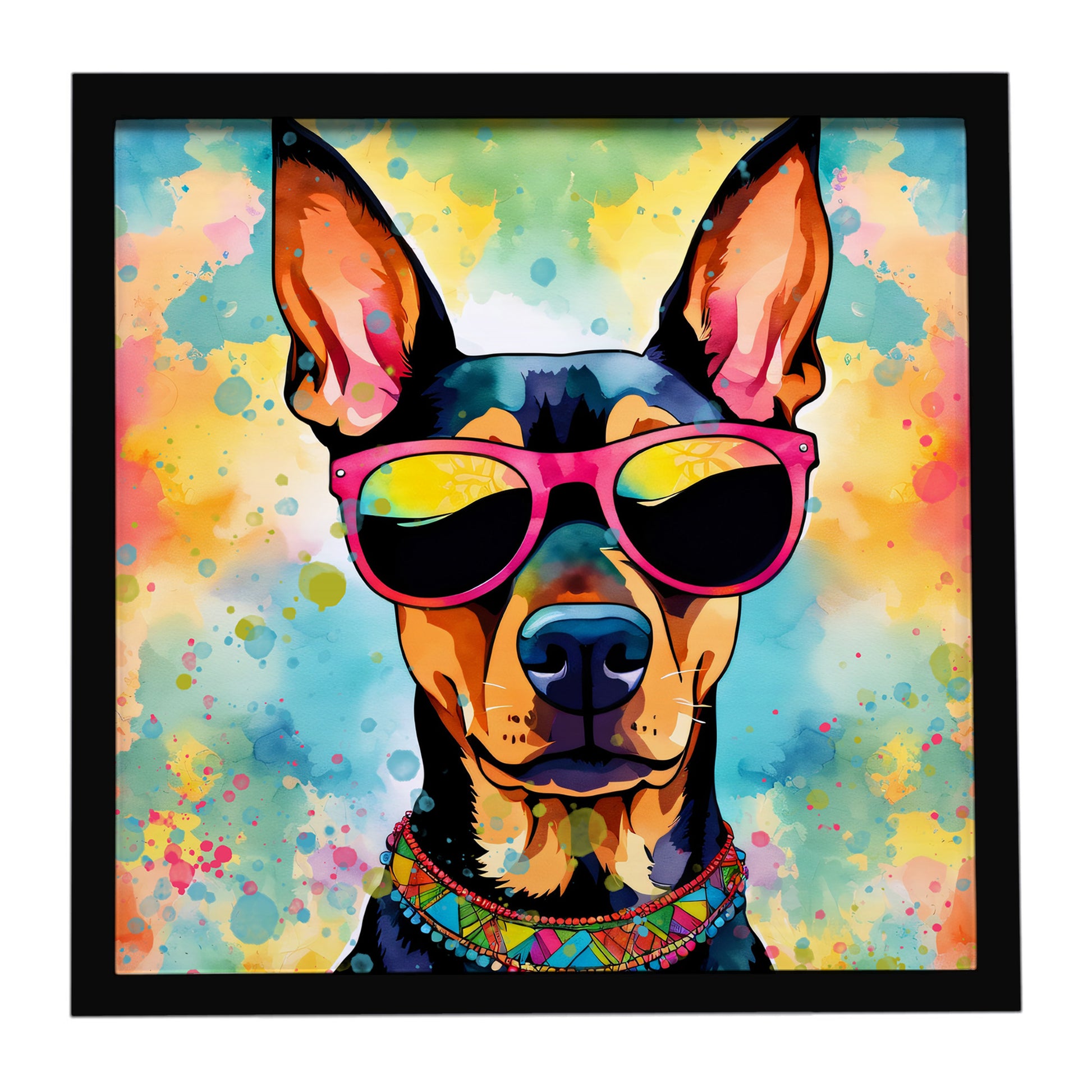 Buy this Doberman Pinscher Hippie Dawg Framed Metal Print