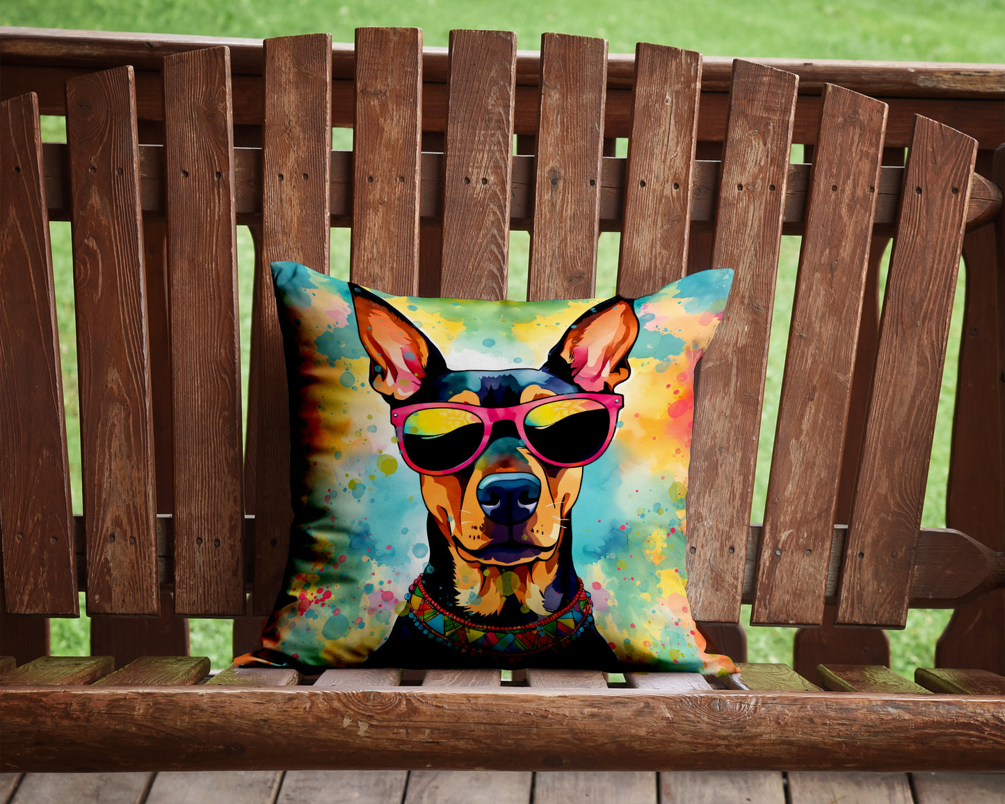 Doberman Pinscher Hippie Dawg Throw Pillow