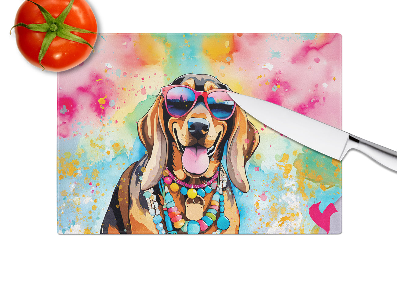 Doberman Pinscher Hippie Dawg Glass Cutting Board