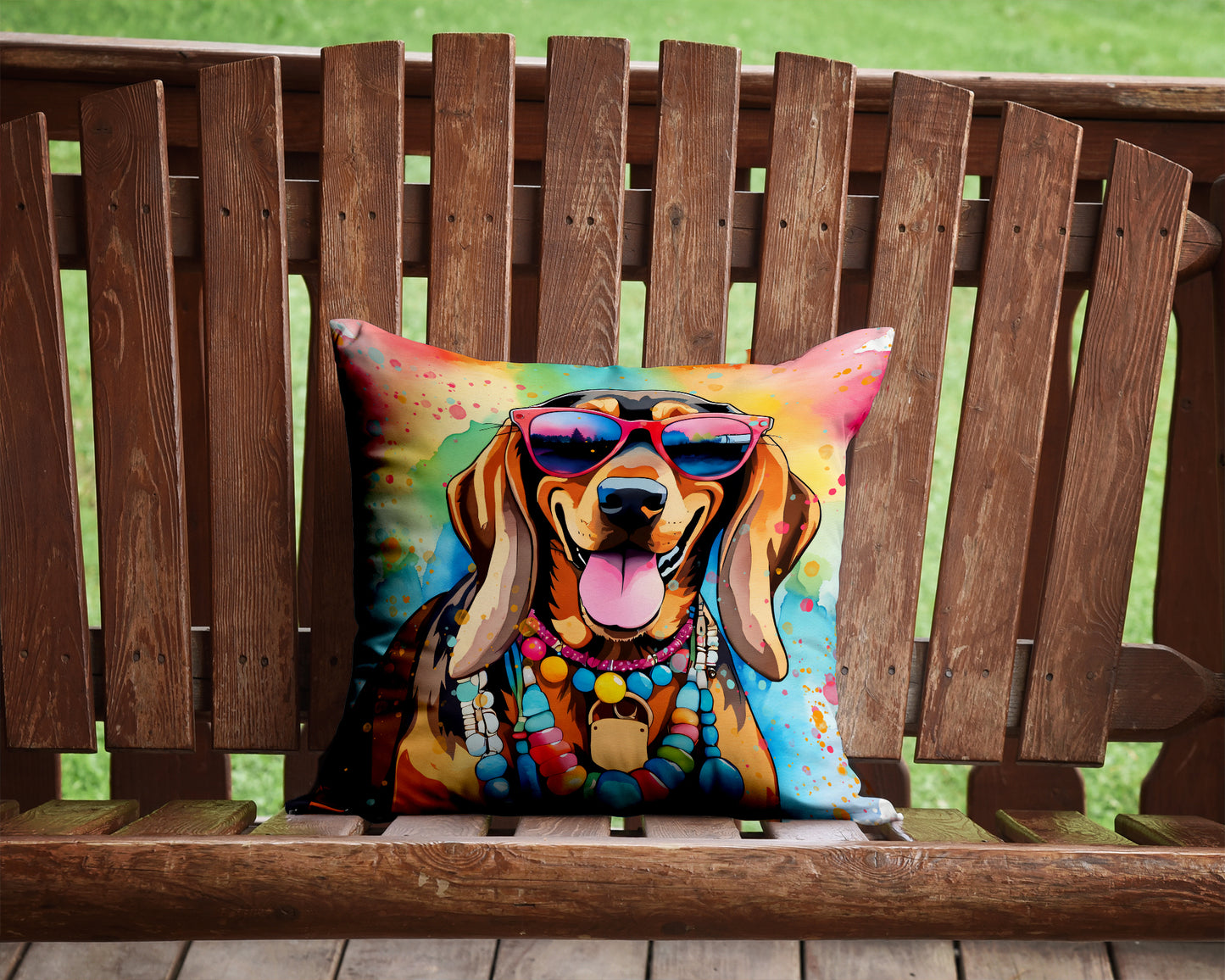 Doberman Pinscher Hippie Dawg Throw Pillow