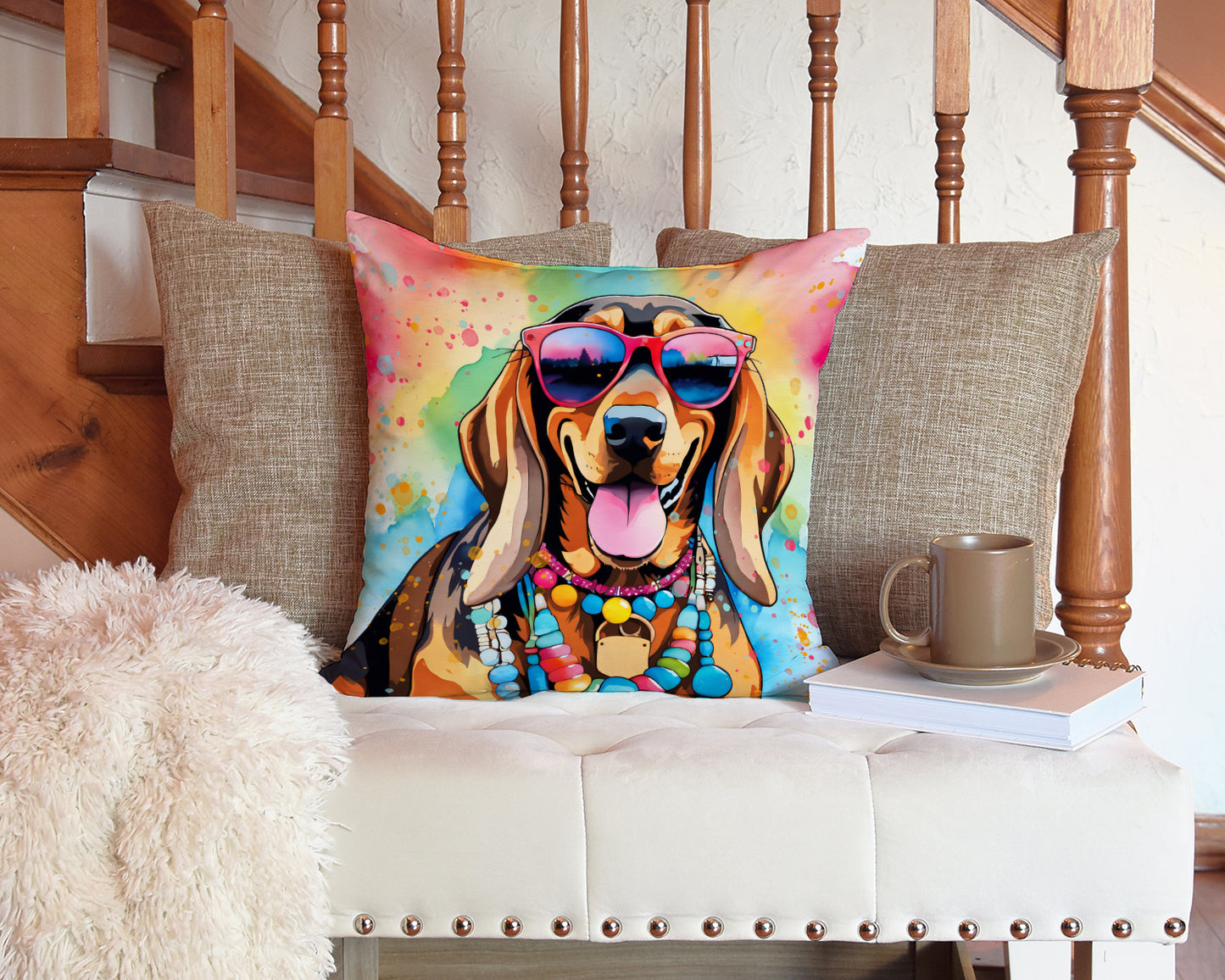 Doberman Pinscher Hippie Dawg Throw Pillow