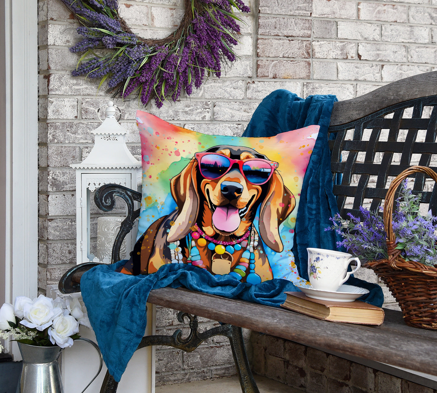 Doberman Pinscher Hippie Dawg Throw Pillow