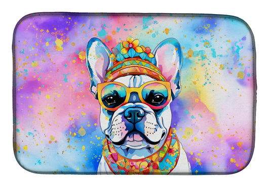 Buy this French Bulldog Hippie Dawg Dish Drying Mat