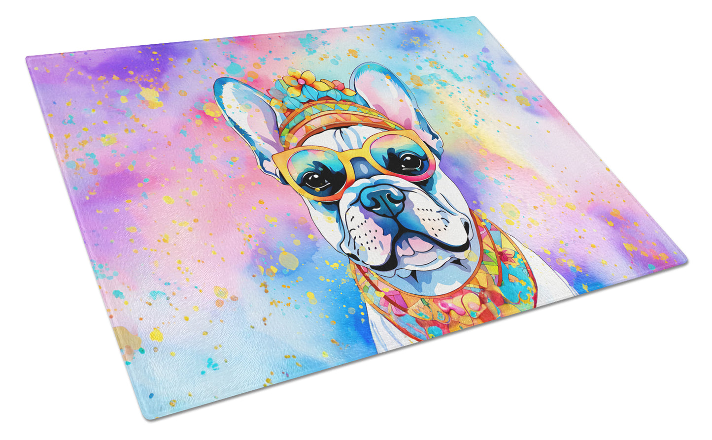 Buy this French Bulldog Hippie Dawg Glass Cutting Board