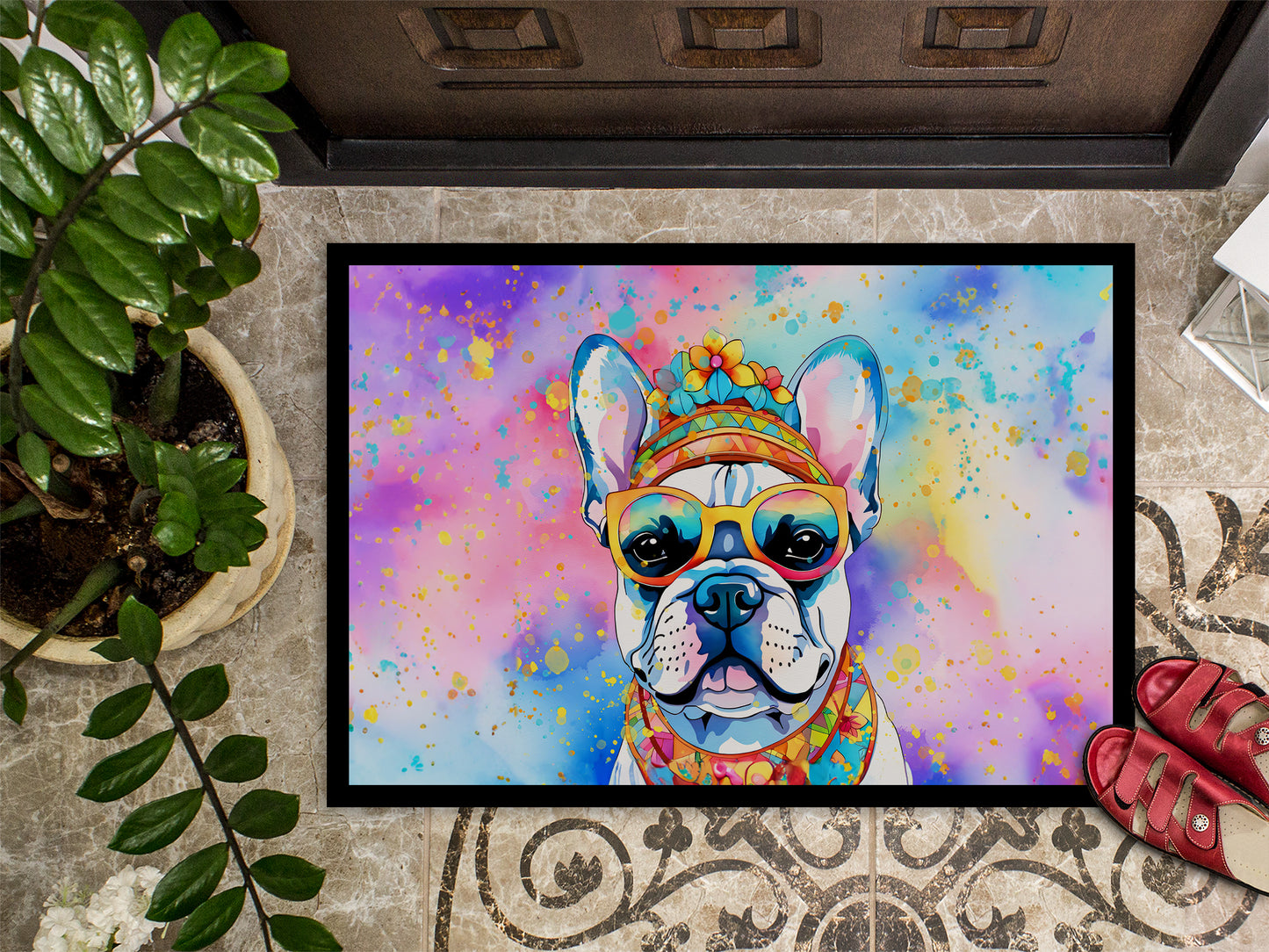 French Bulldog Hippie Dawg Doormat