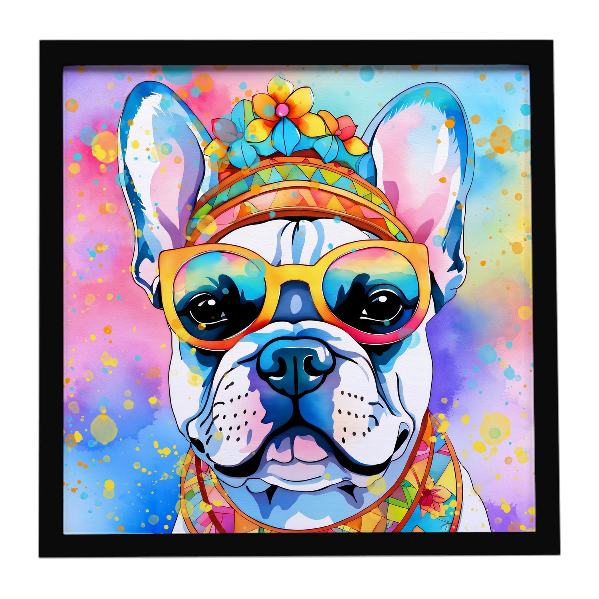 Buy this French Bulldog Hippie Dawg Framed Metal Print