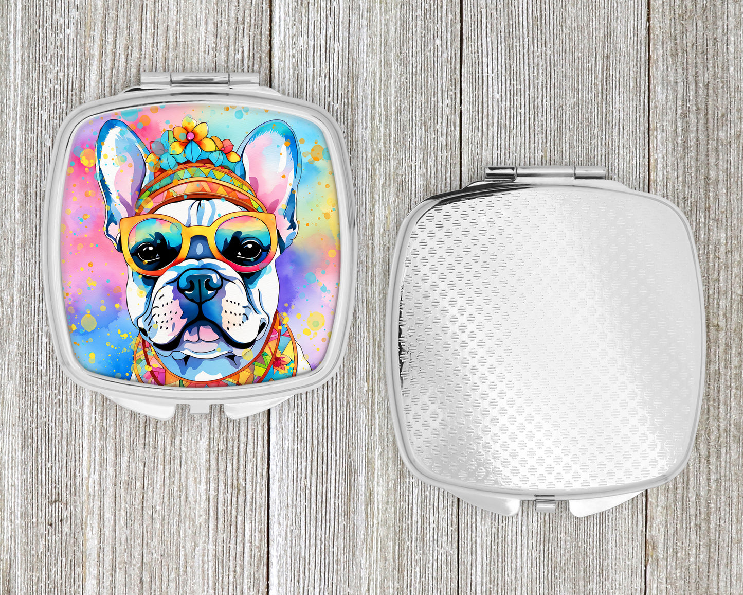 French Bulldog Hippie Dawg Compact Mirror