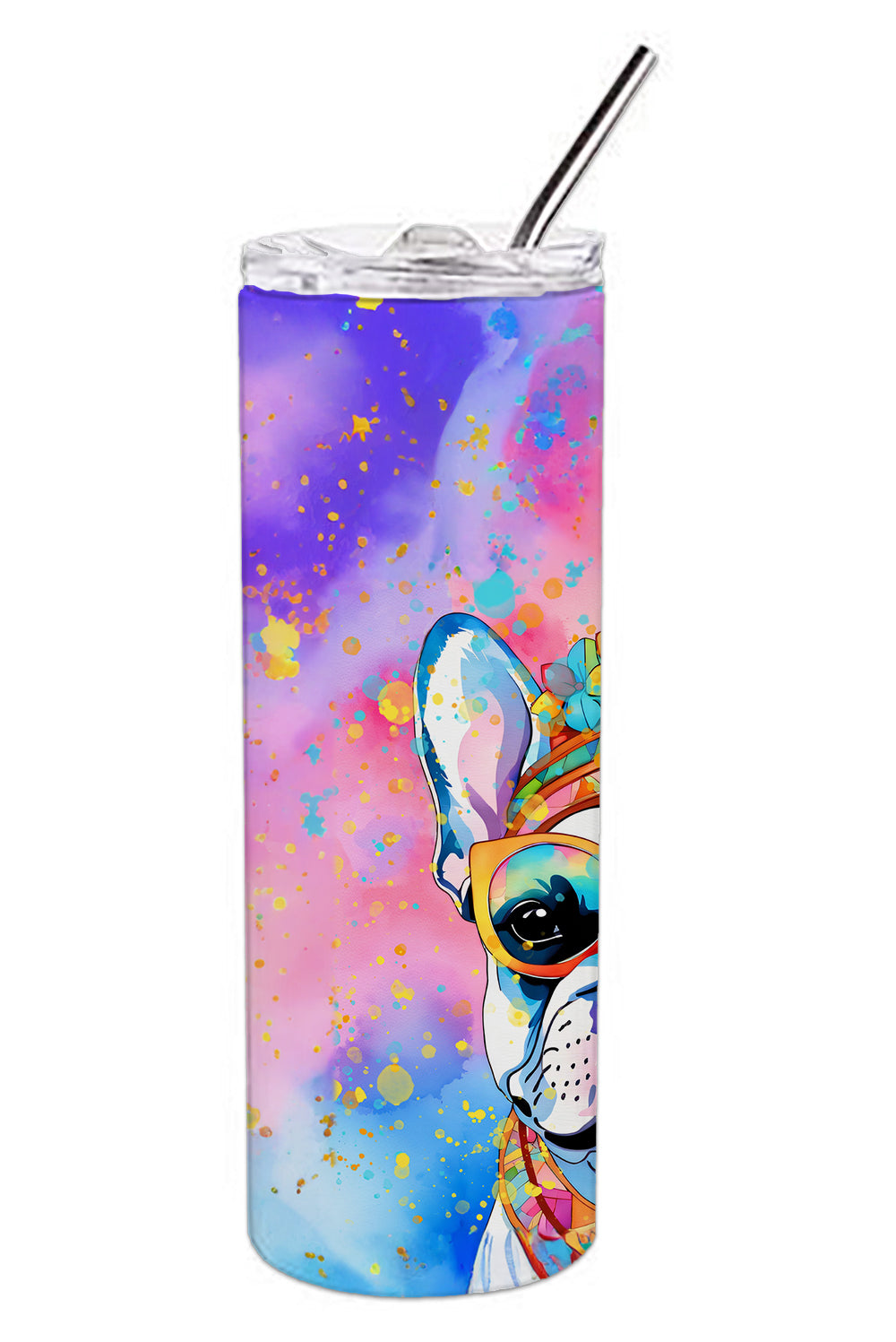 French Bulldog Hippie Dawg Stainless Steel Skinny Tumbler