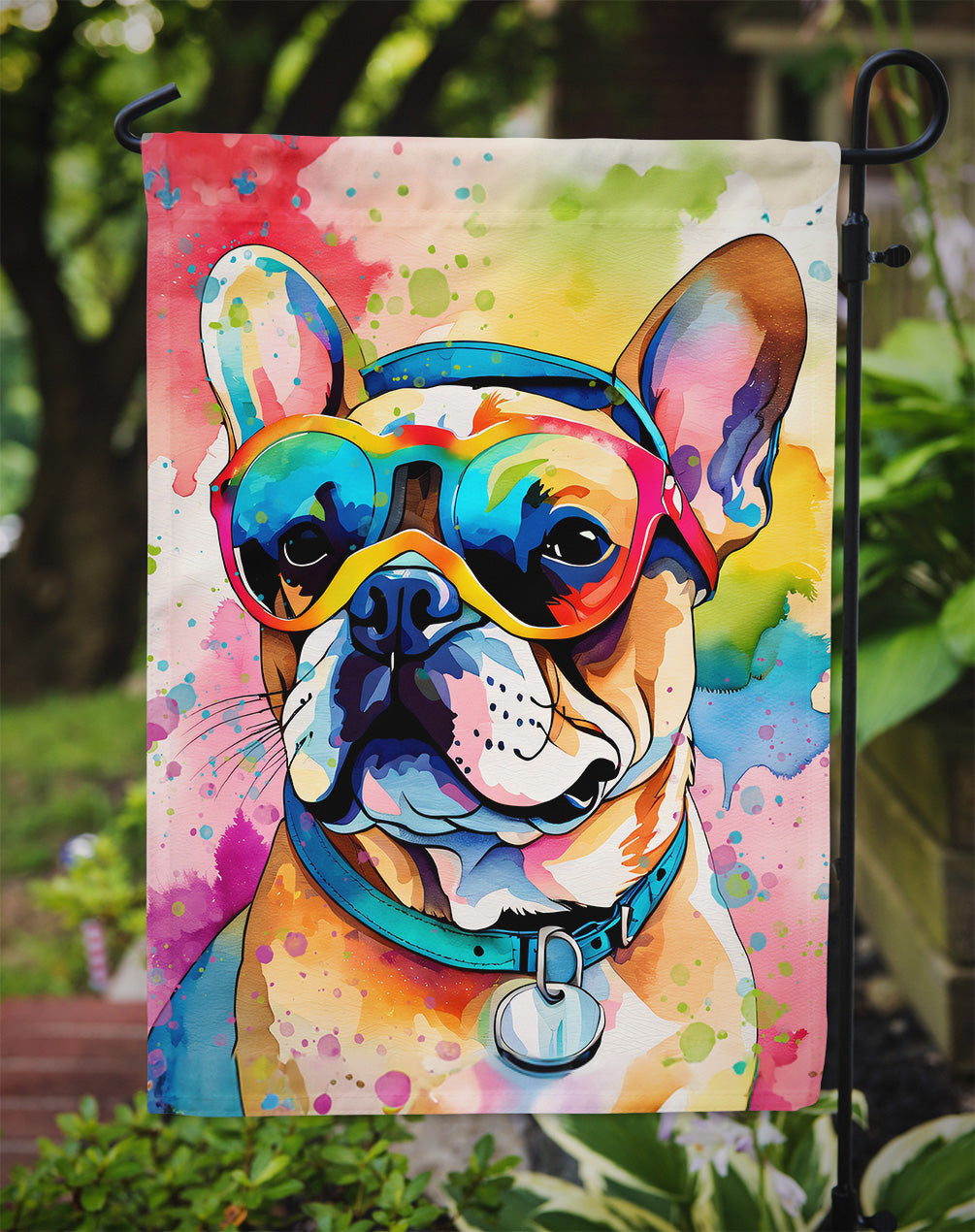 French Bulldog Hippie Dawg Garden Flag