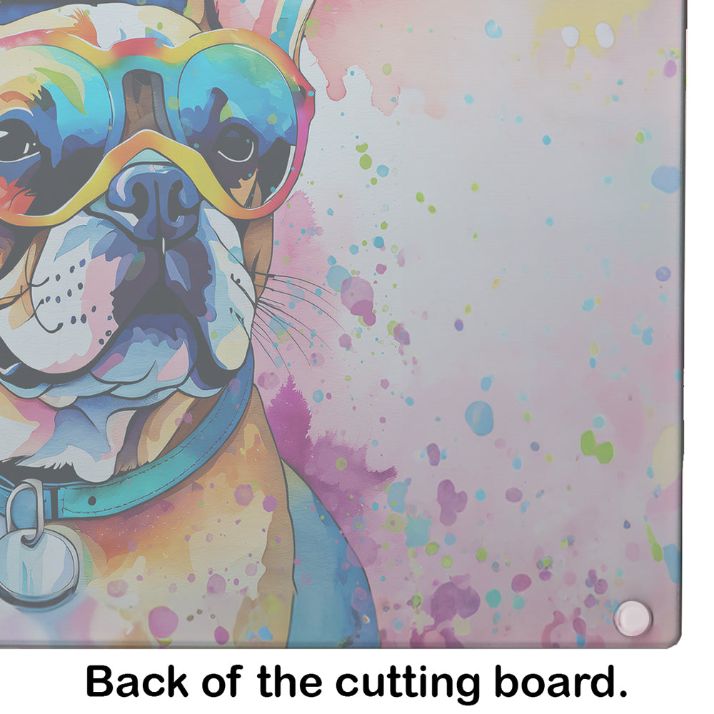 French Bulldog Hippie Dawg Glass Cutting Board