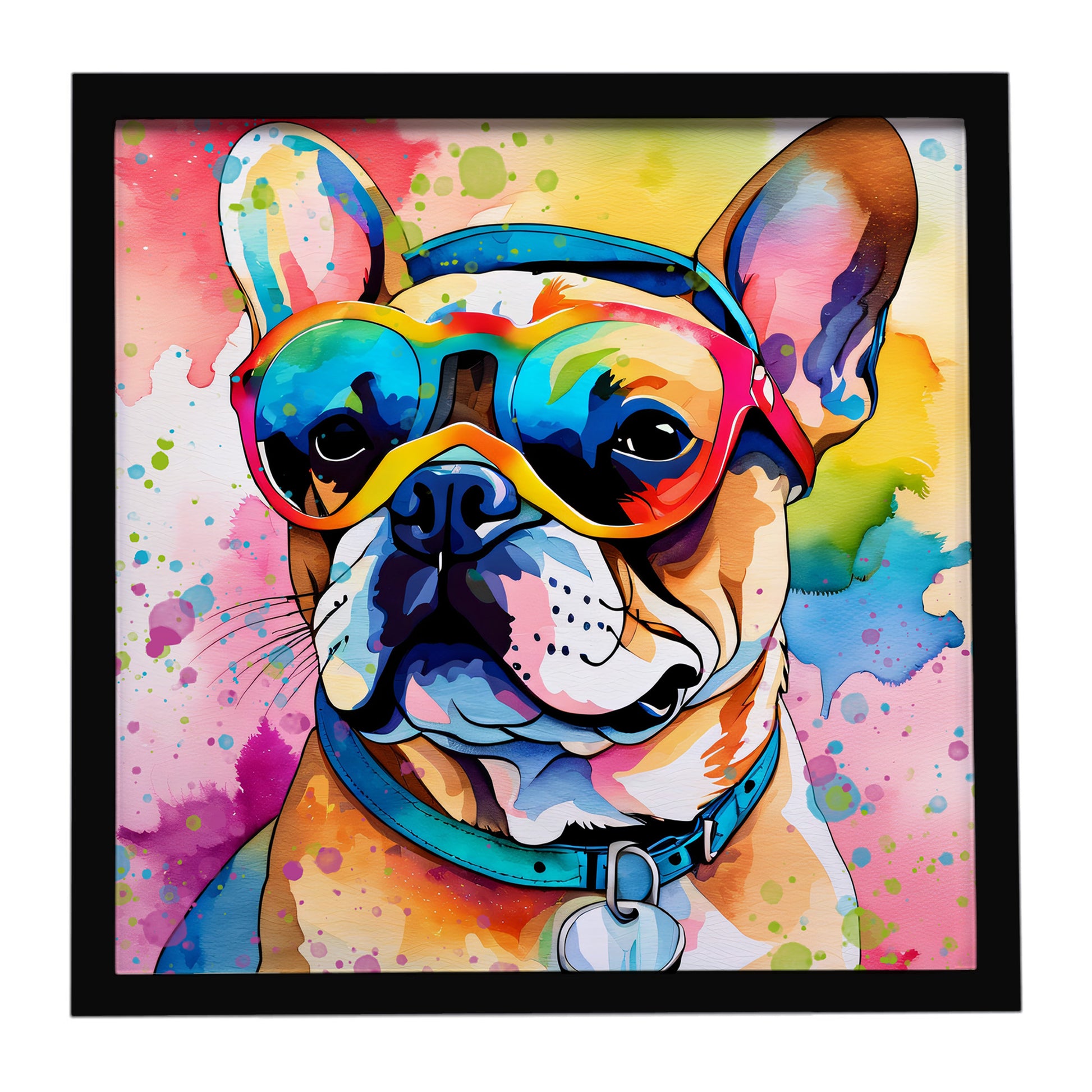 Buy this French Bulldog Hippie Dawg Framed Metal Print