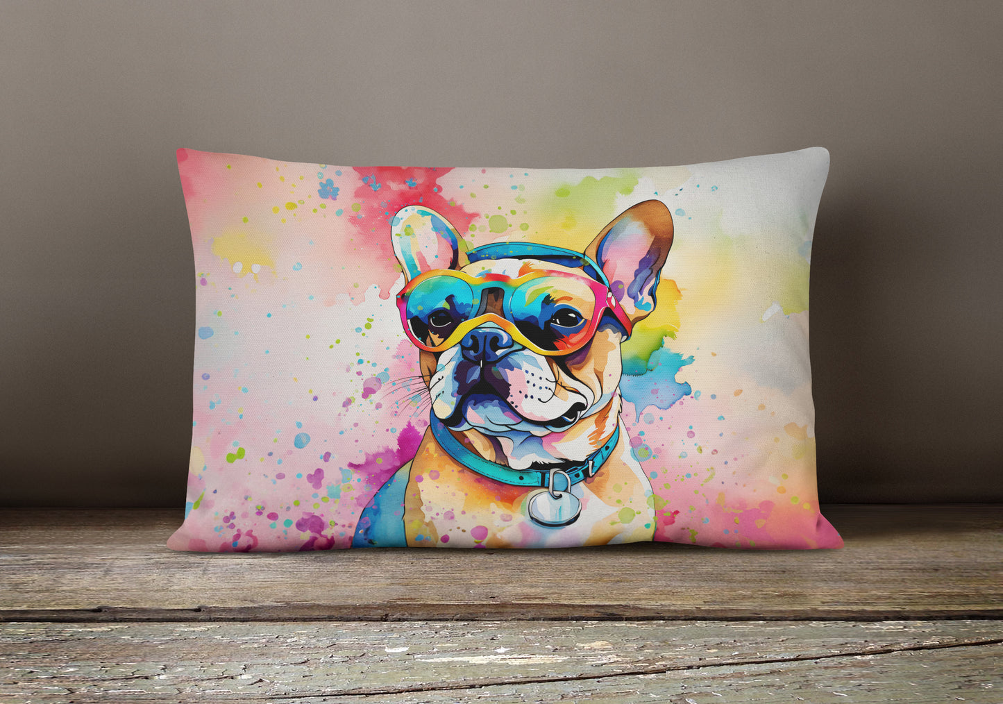 French Bulldog Hippie Dawg Throw Pillow