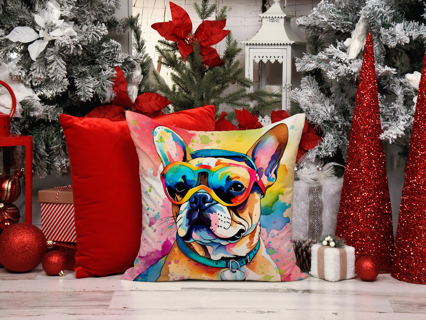 French Bulldog Hippie Dawg Throw Pillow