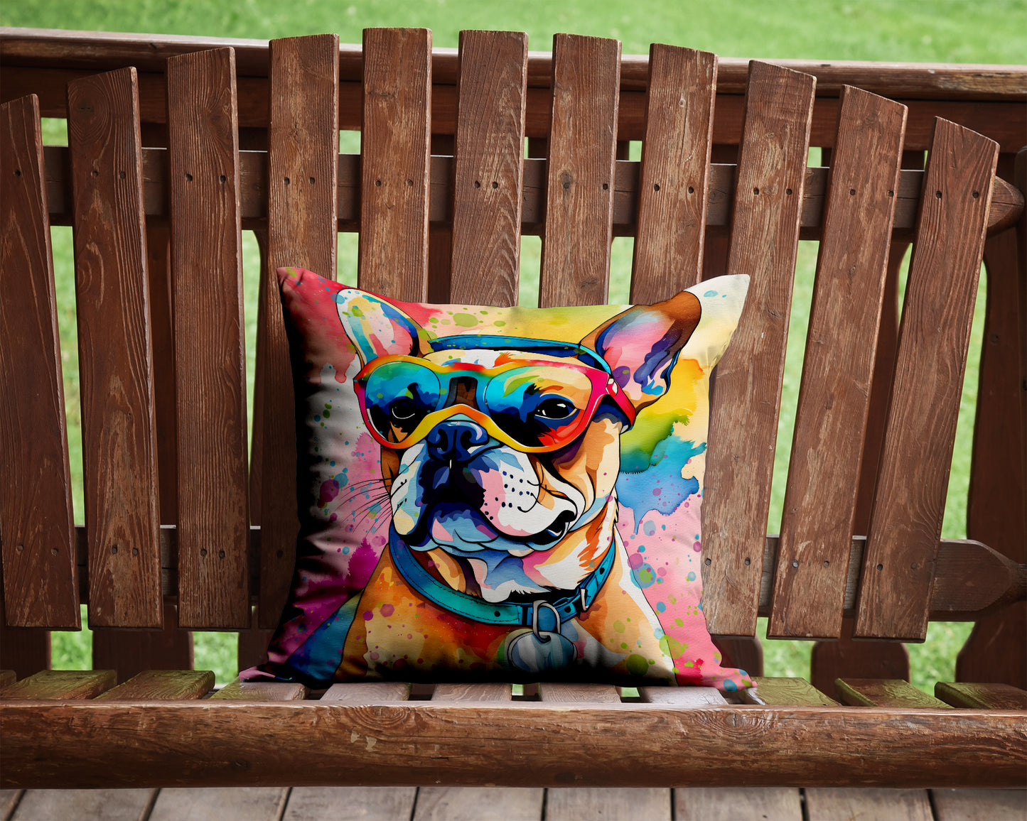 French Bulldog Hippie Dawg Throw Pillow